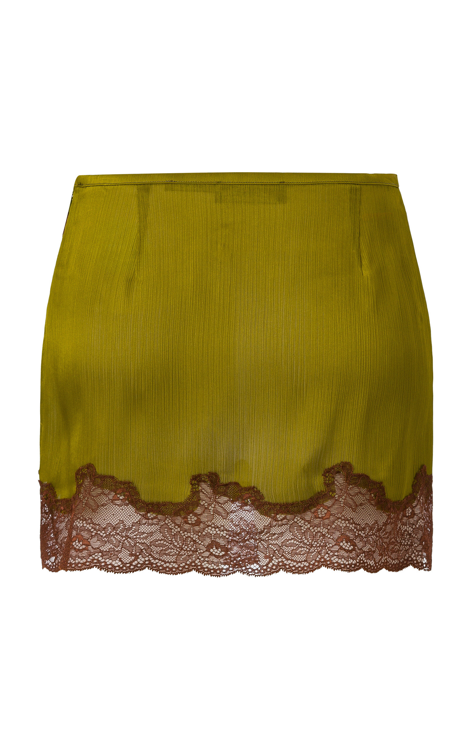 Niera Lace-Trimmed Satin Mini Skirt khaki - 4