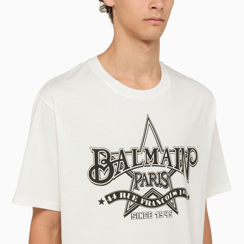 Balmain White Crew-Neck T-Shirt With Logo Men - 4