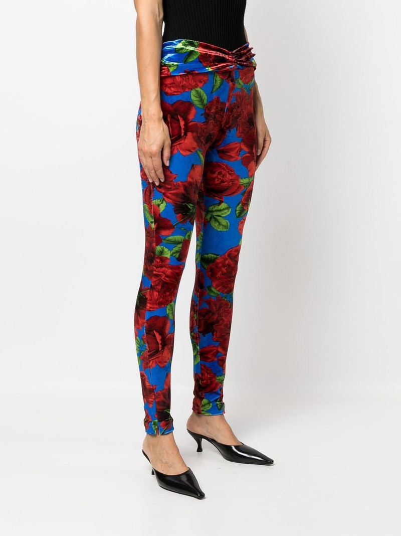 rose-print velvet leggings 3