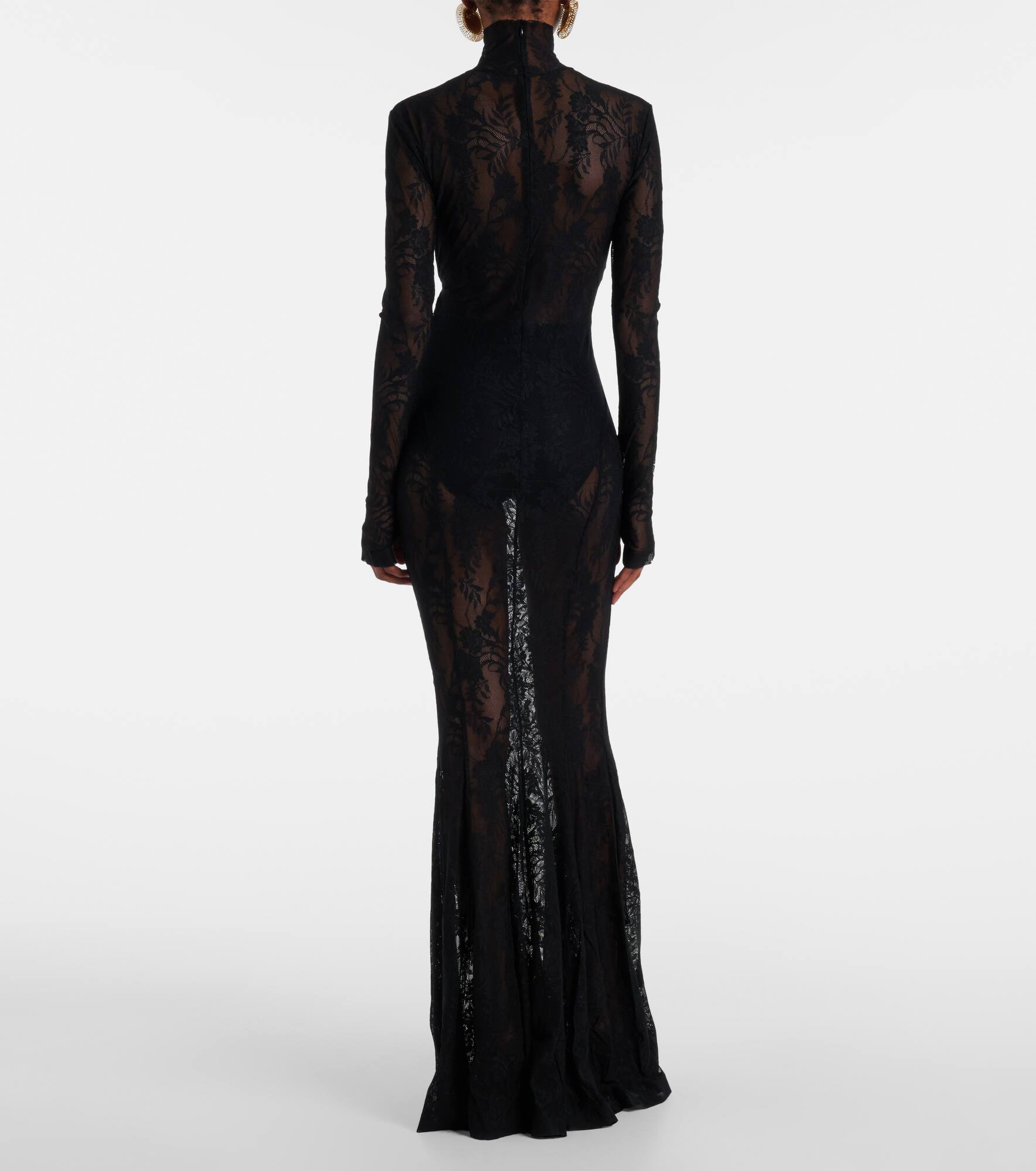 Semi-sheer lace gown - 3