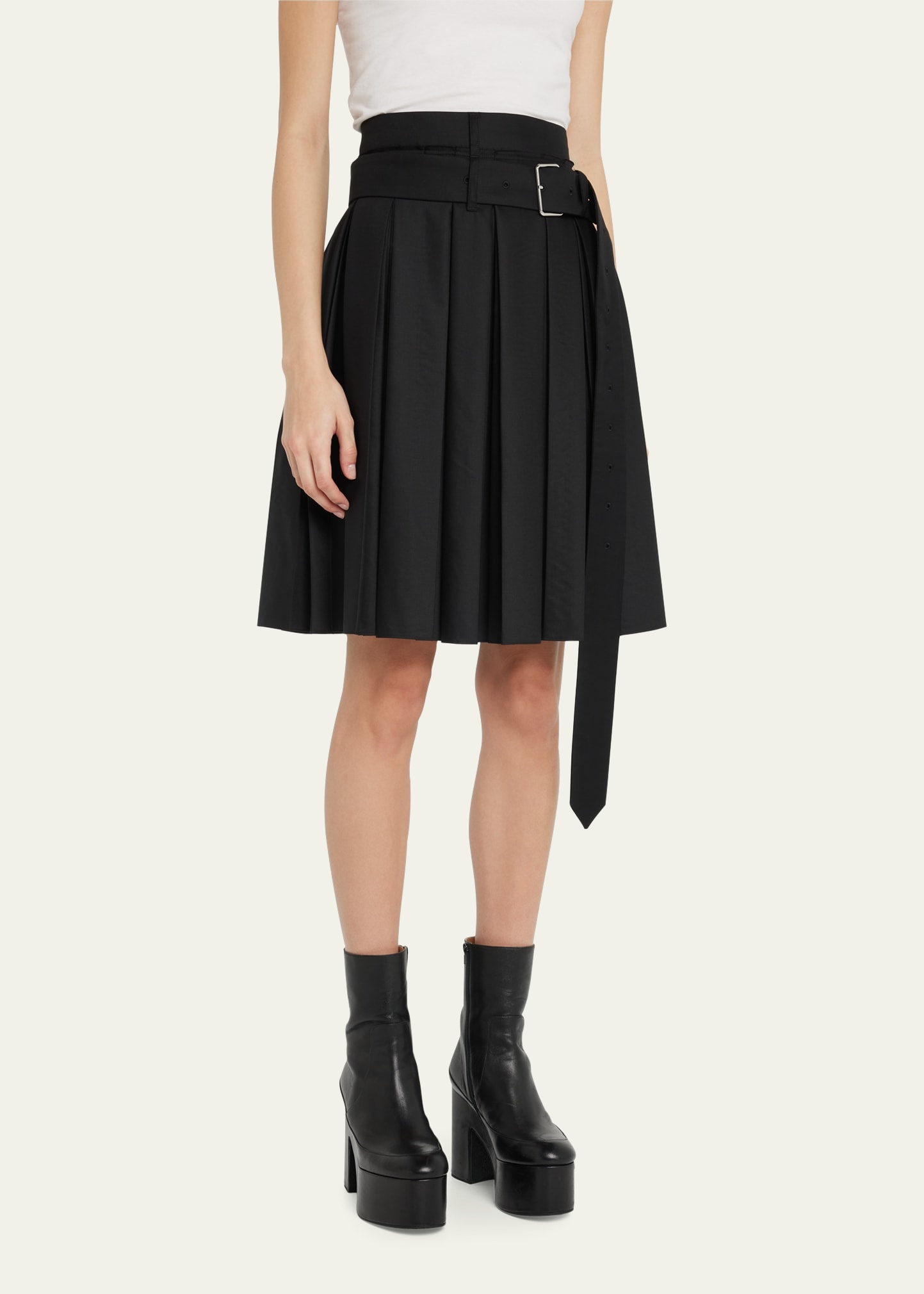 Pleated Belted Skirt - 4