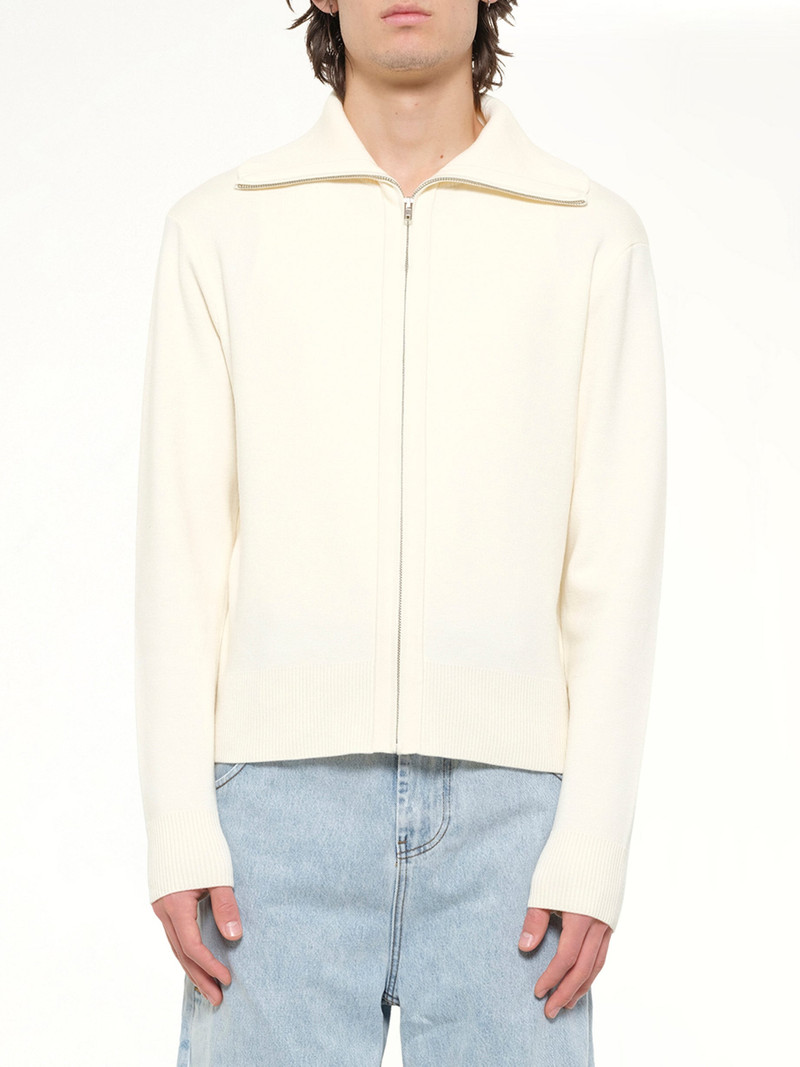 Knit Zip Up Jacket in Ivory 1