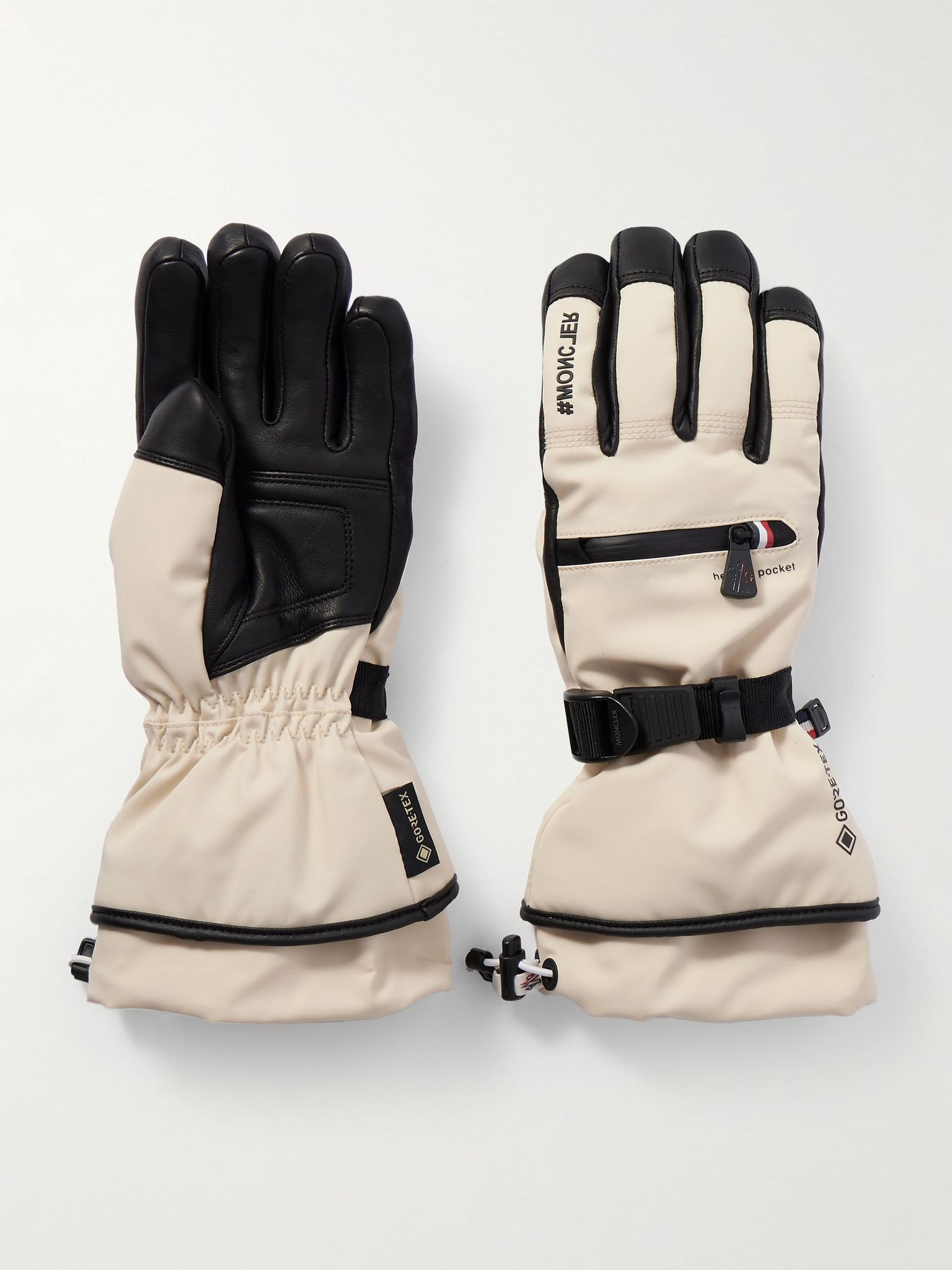 Appliquéd paneled GORE-TEX® and leather gloves White - 1