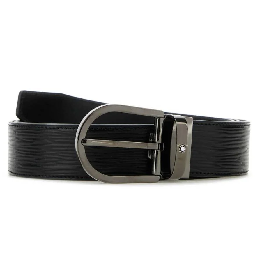 Montblanc Horseshoe Buckle Black 35 mm Leather Belt - 1