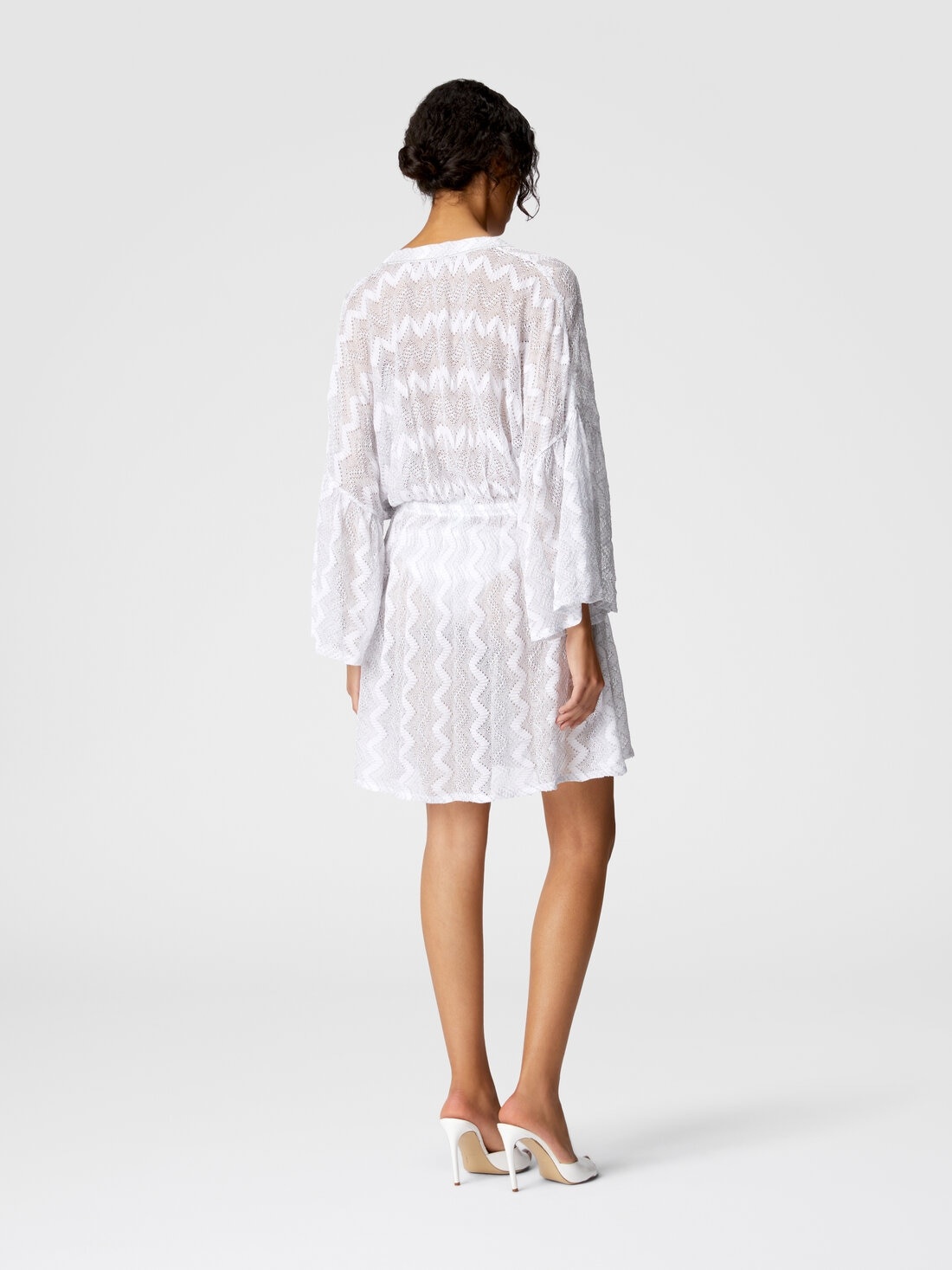 Cover-up dress in zig zag lamé viscose with wide sleeves - 3