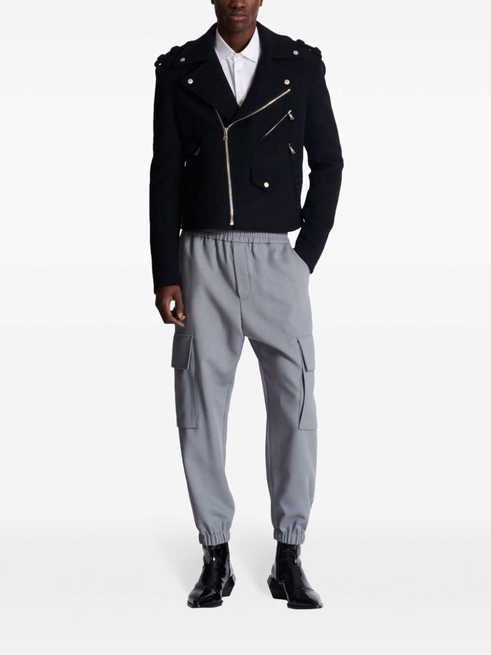 brushed biker jacket - 2