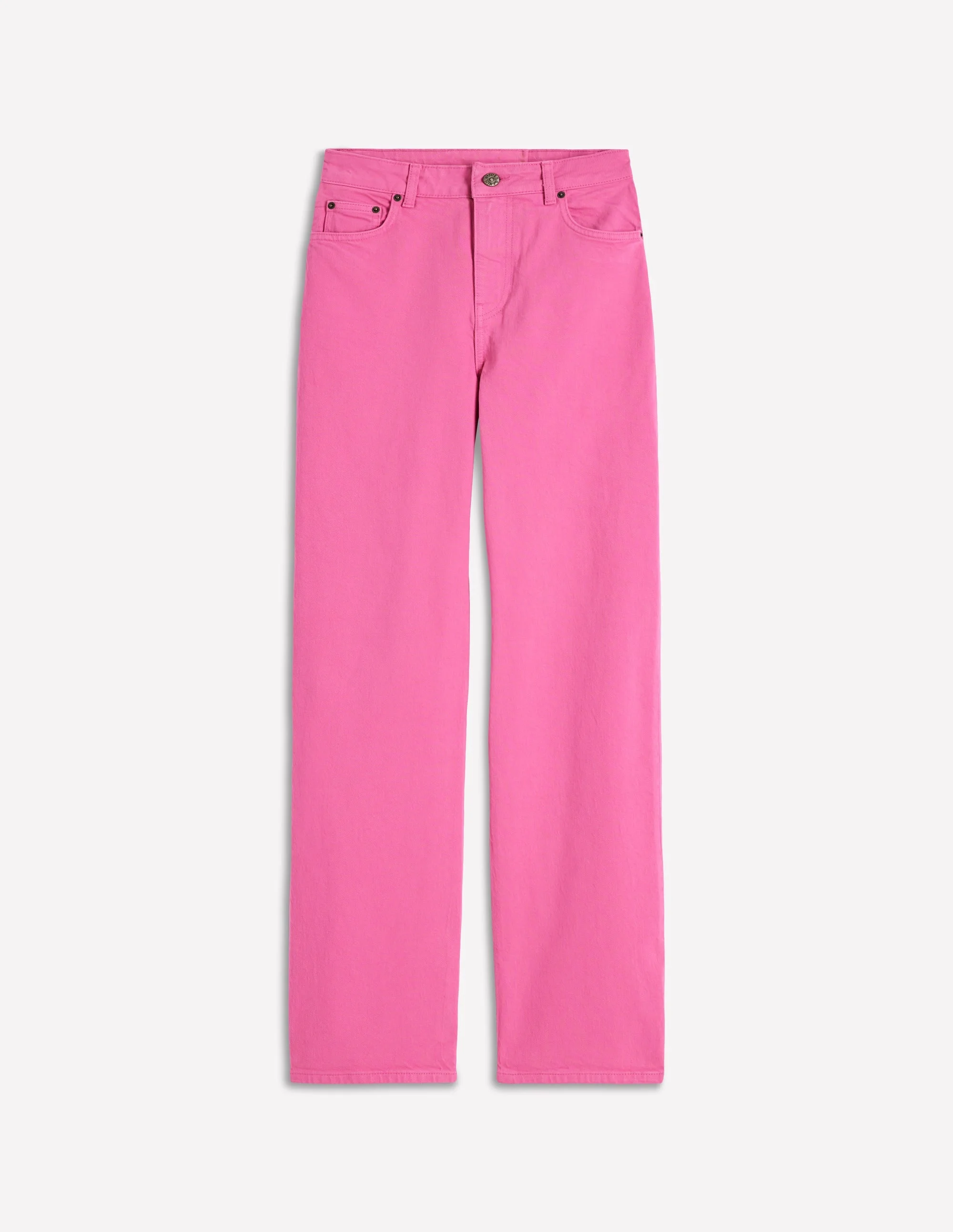 High Rise Column Leg Jeans-Bright Pink - 1