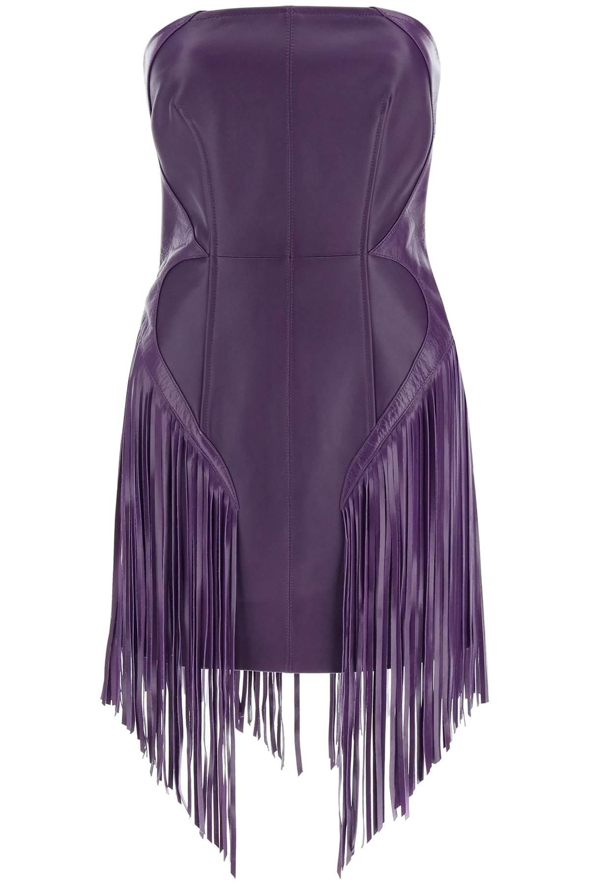 Versace Fringed Leather Minidress - 1