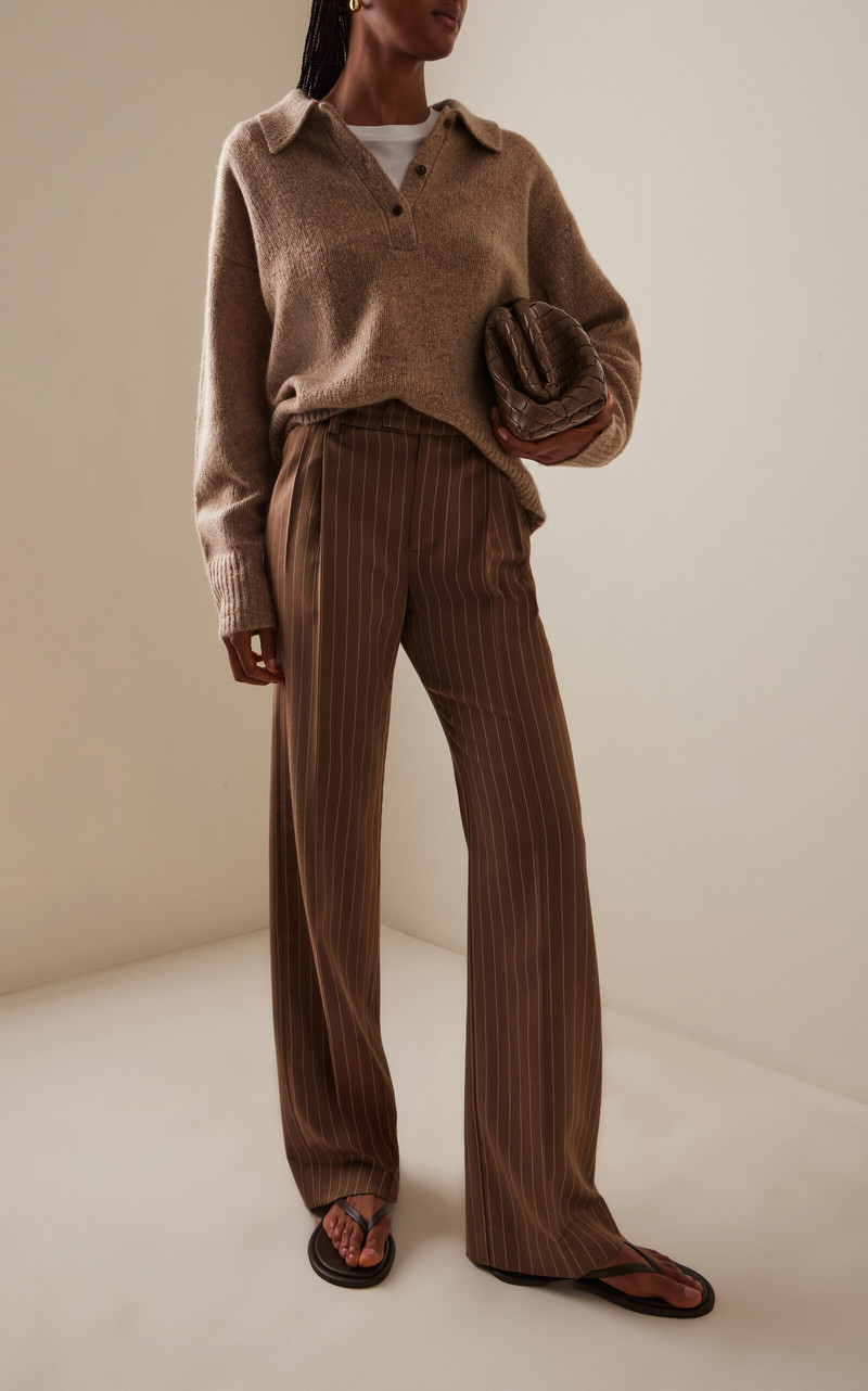 Jenni Kayne Burke Donegal Cashmere Polo Sweater brown outlook