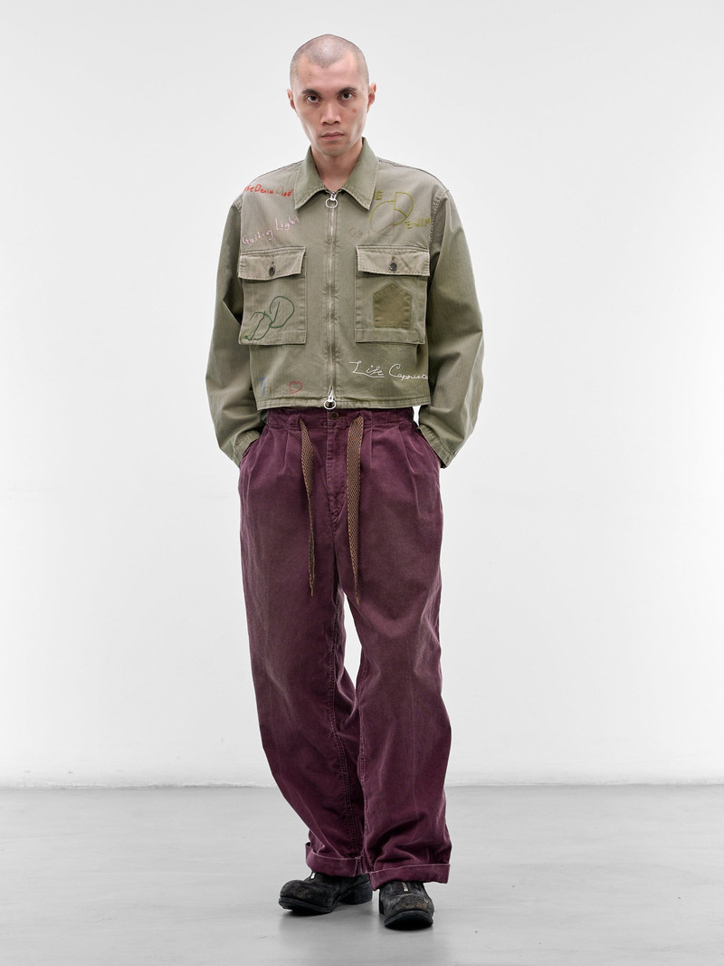 Kapital Burgundy Corduroy Pleated Drawstring Trousers outlook