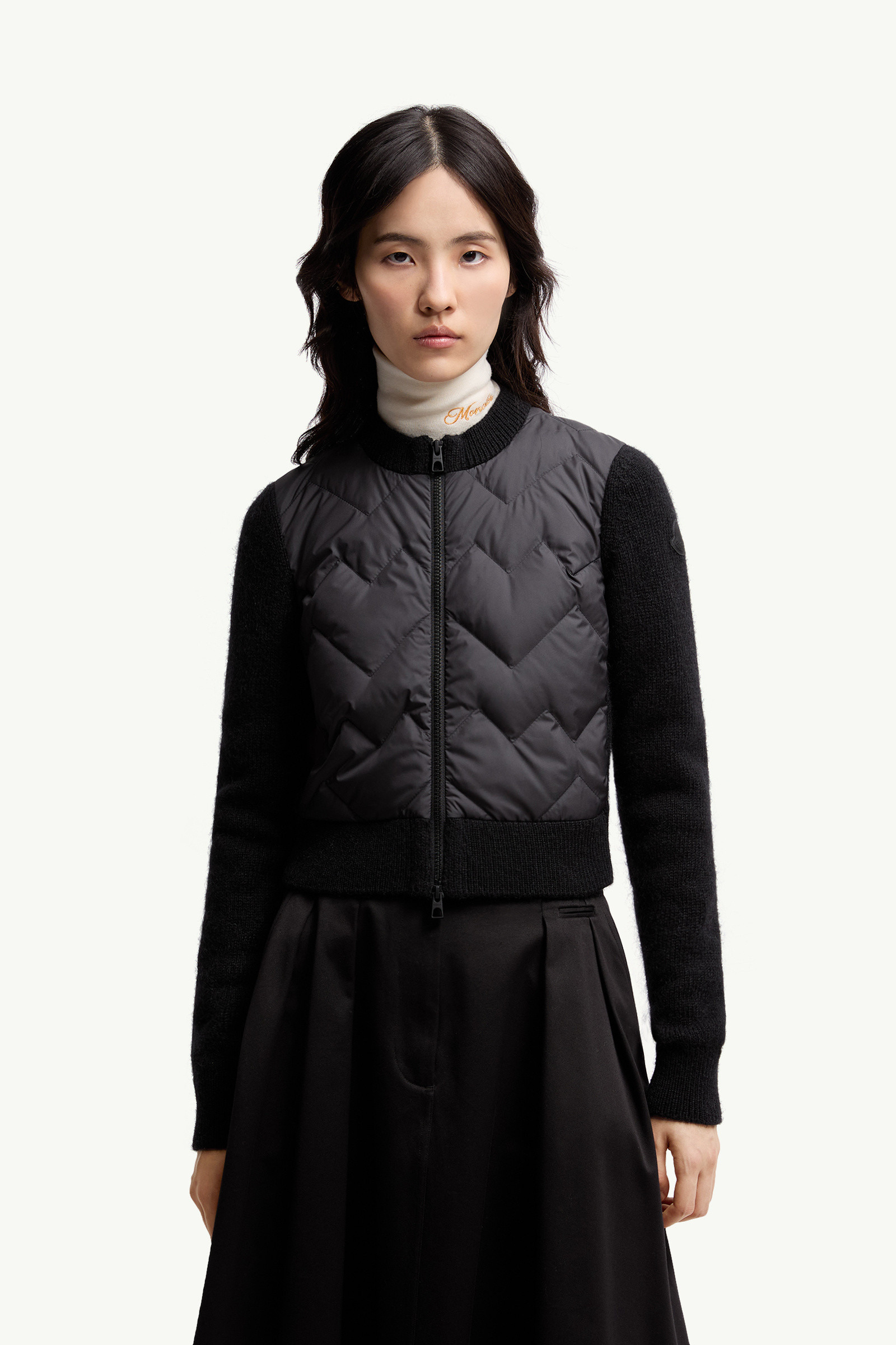 Padded Wool Blend Zip-Up Cardigan - 3