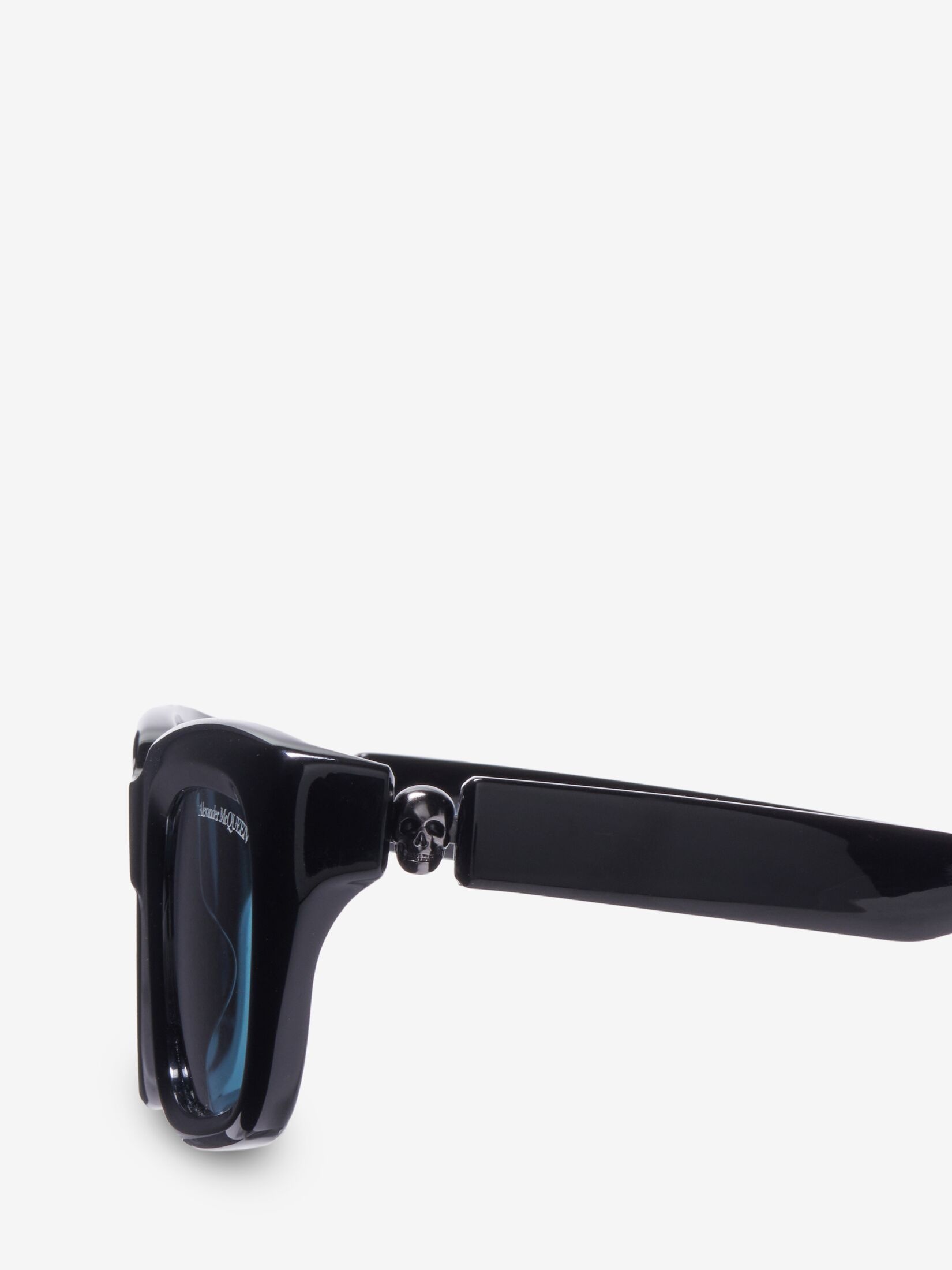 Men's Floating Skull Rectangular Sunglasses in Black/blue - 4