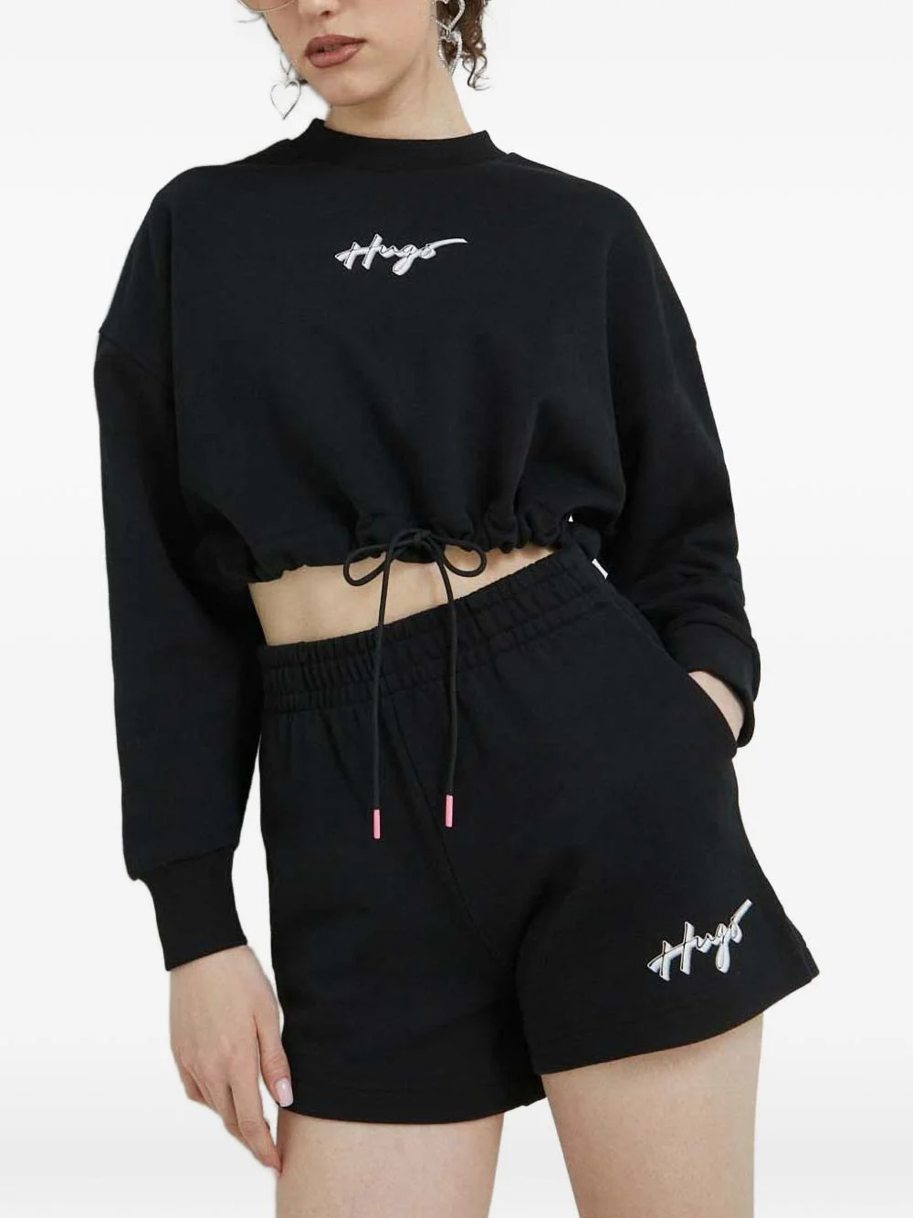 logo-detail drawstring sweatshirt - 1