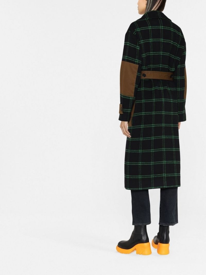 checked panelled double-breasted coat - 3