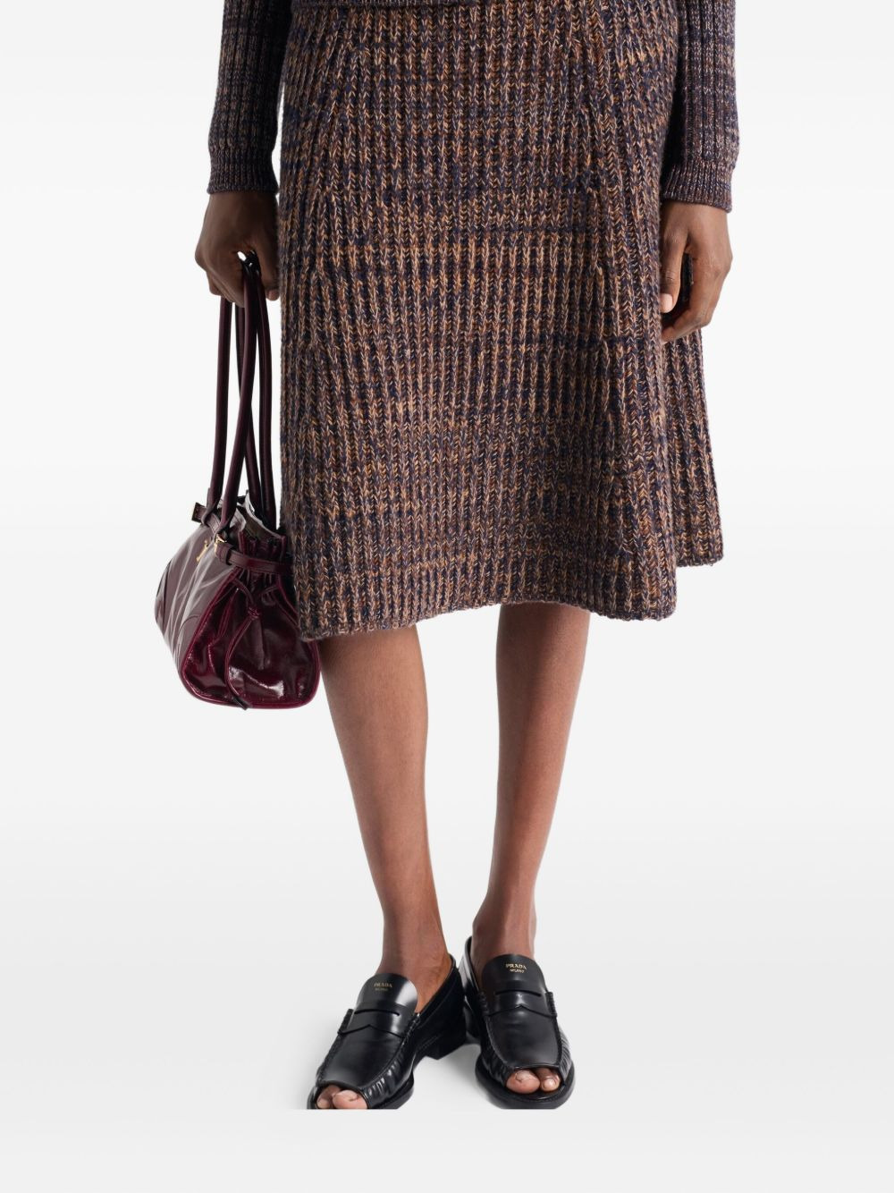 ribbed flared knit midi skirt - 4