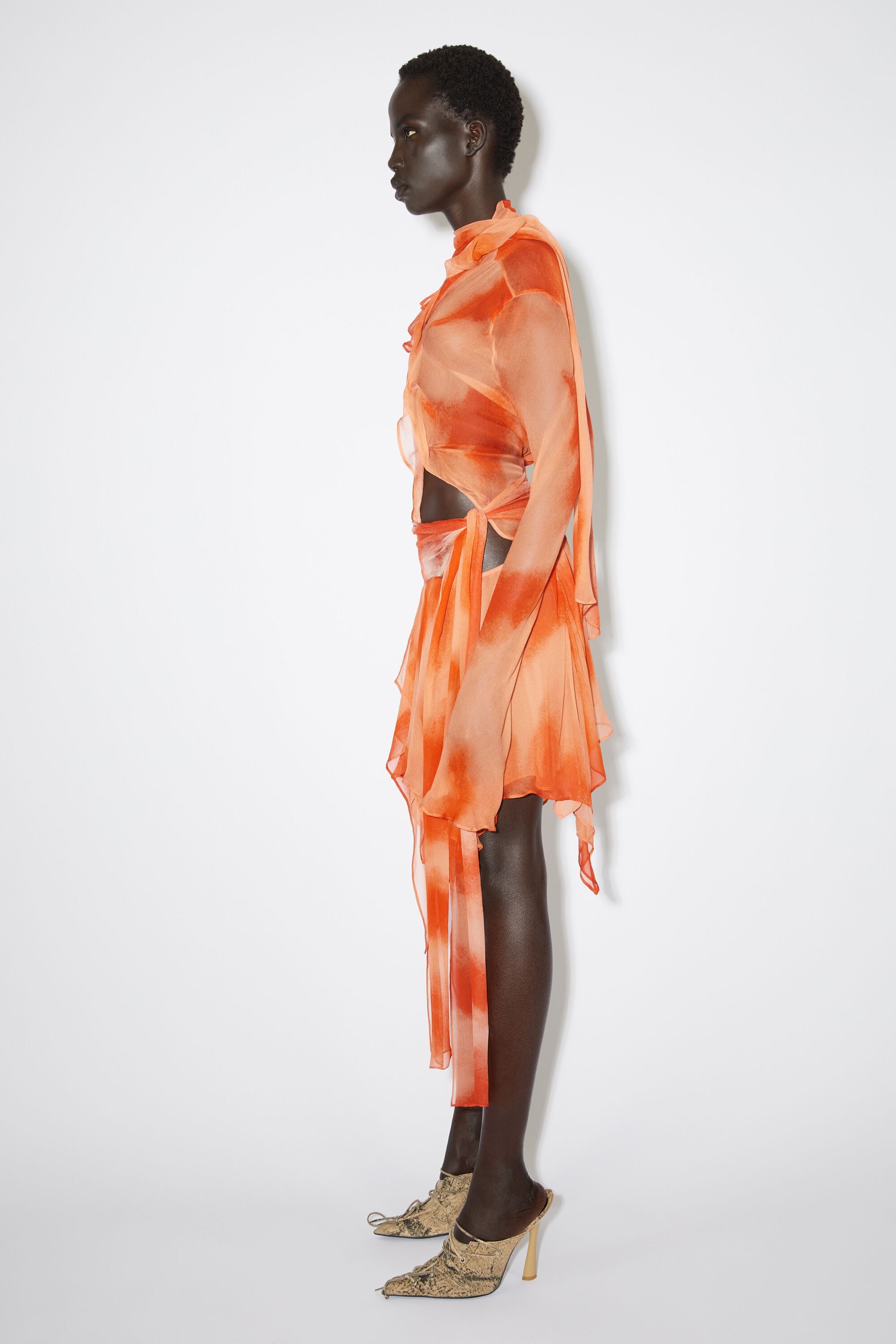 Draped mini skirt - Orange - 4