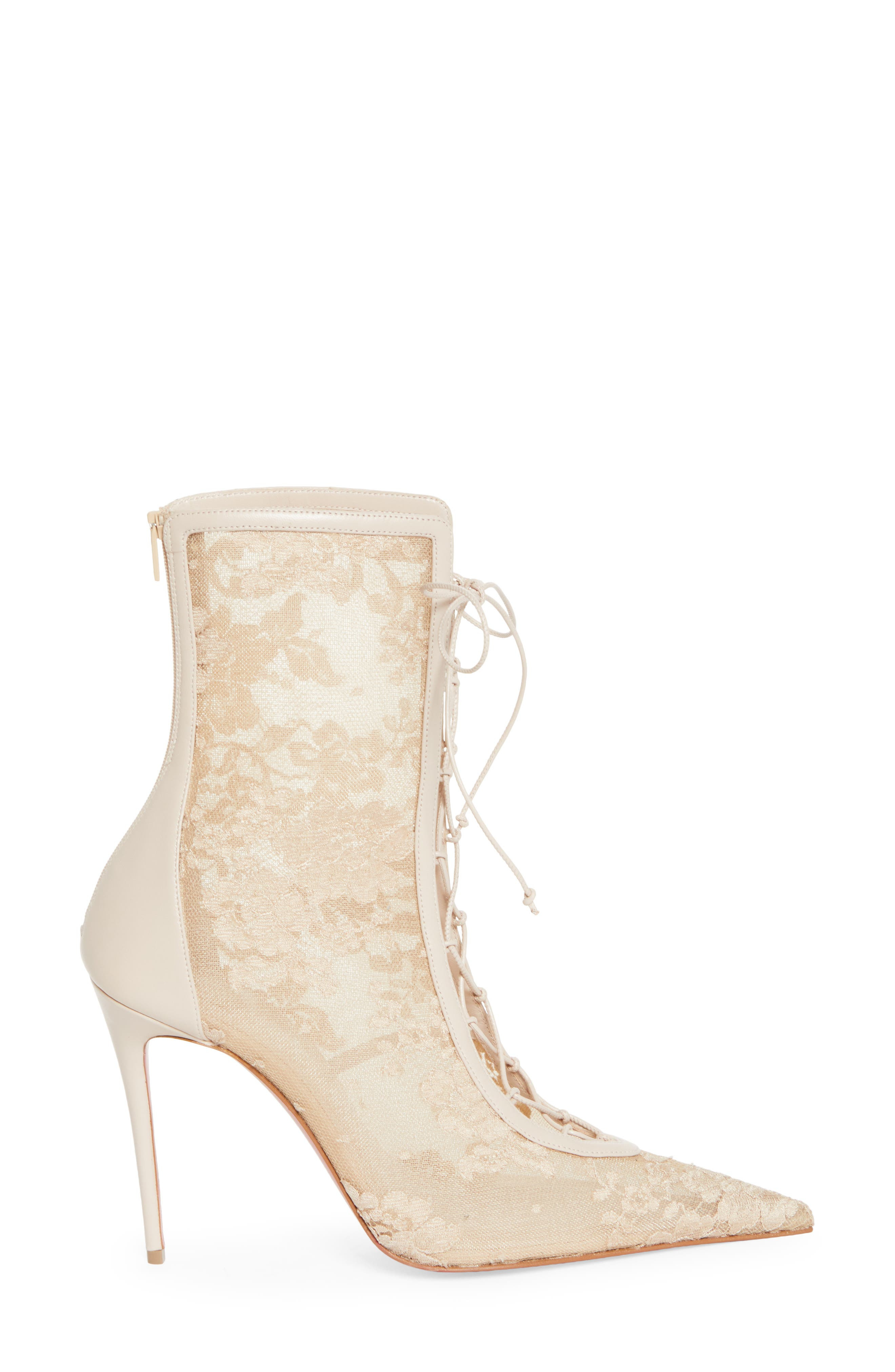 Christian Louboutin KM Lace Pointed Toe Bootie in Pearl at Nordstrom - 3