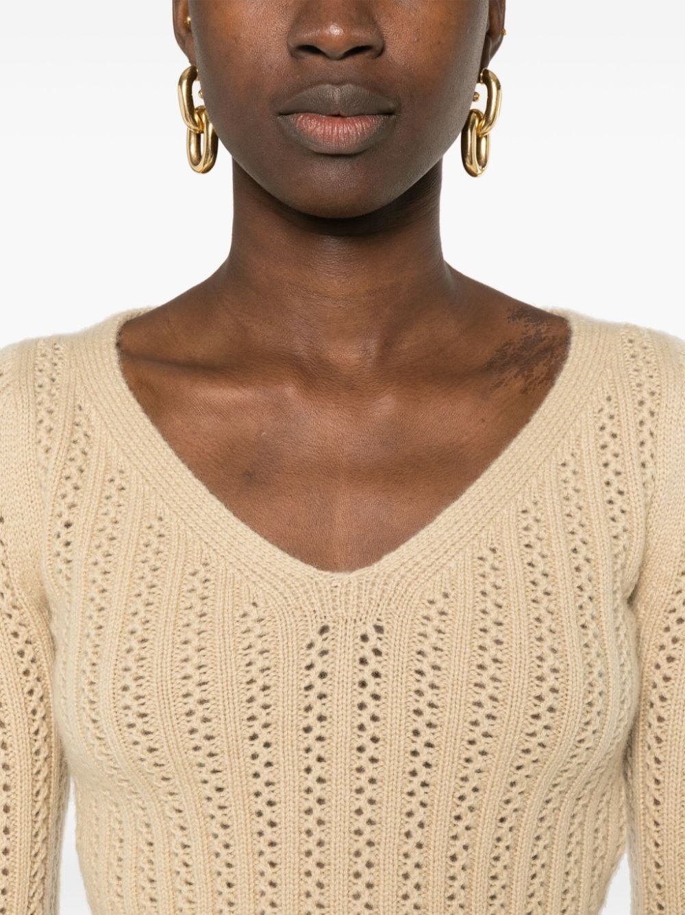 cropped open-knit jumper - 5