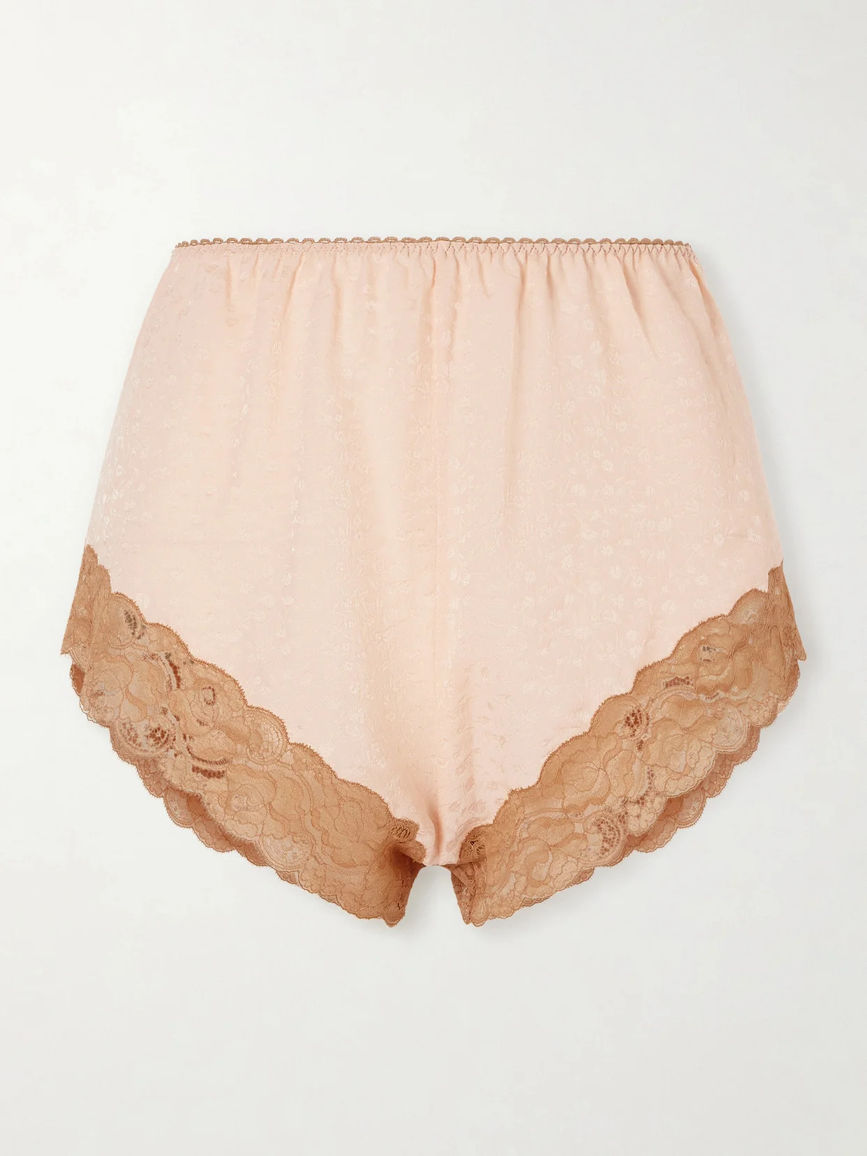 Lace-trimmed Silk-jacquard Shorts - 1