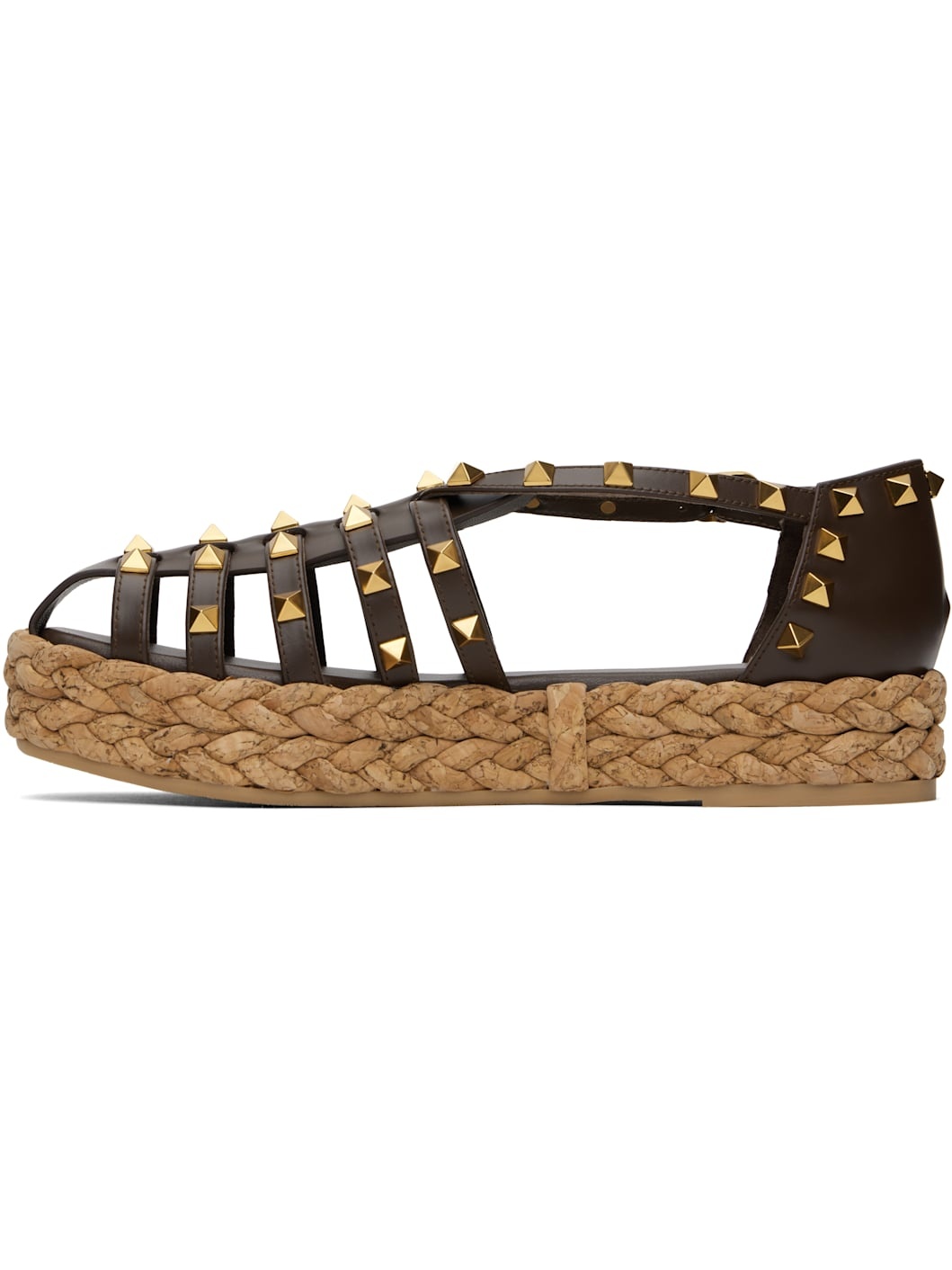 Brown Rockstud Cork Sandals - 3