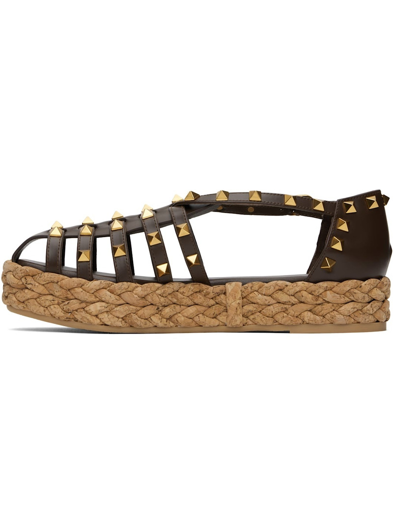 Valentino Brown Rockstud Cork Sandals outlook