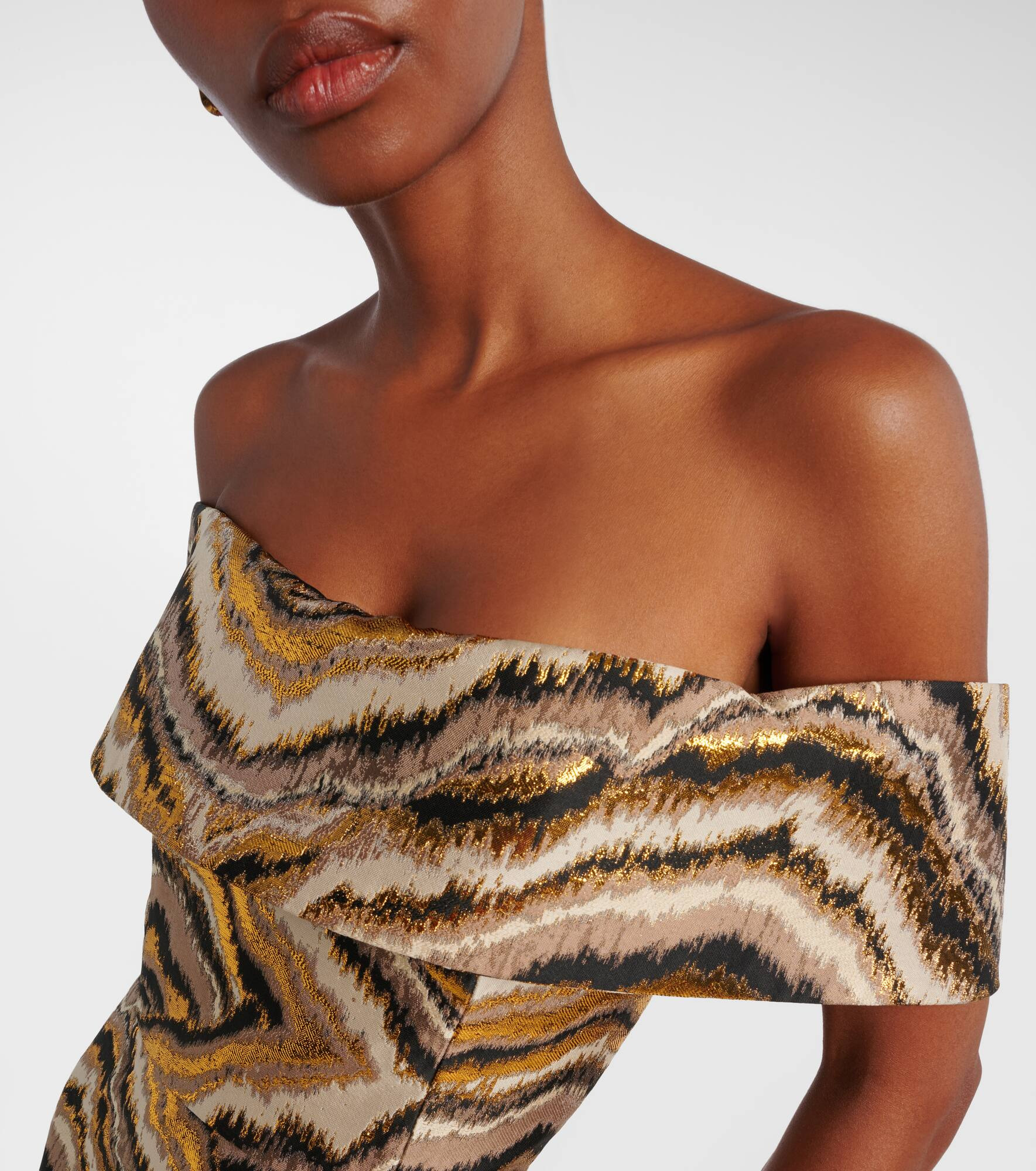 Gloria off-shoulder jacquard midi dress - 4