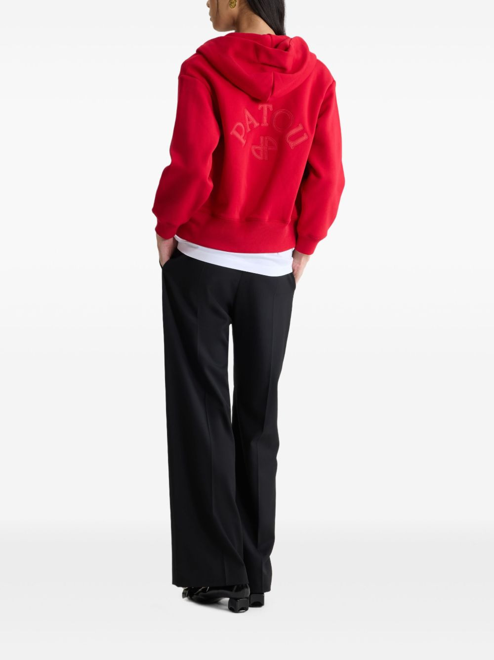 logo-embroidered zip-up hoodie - 3