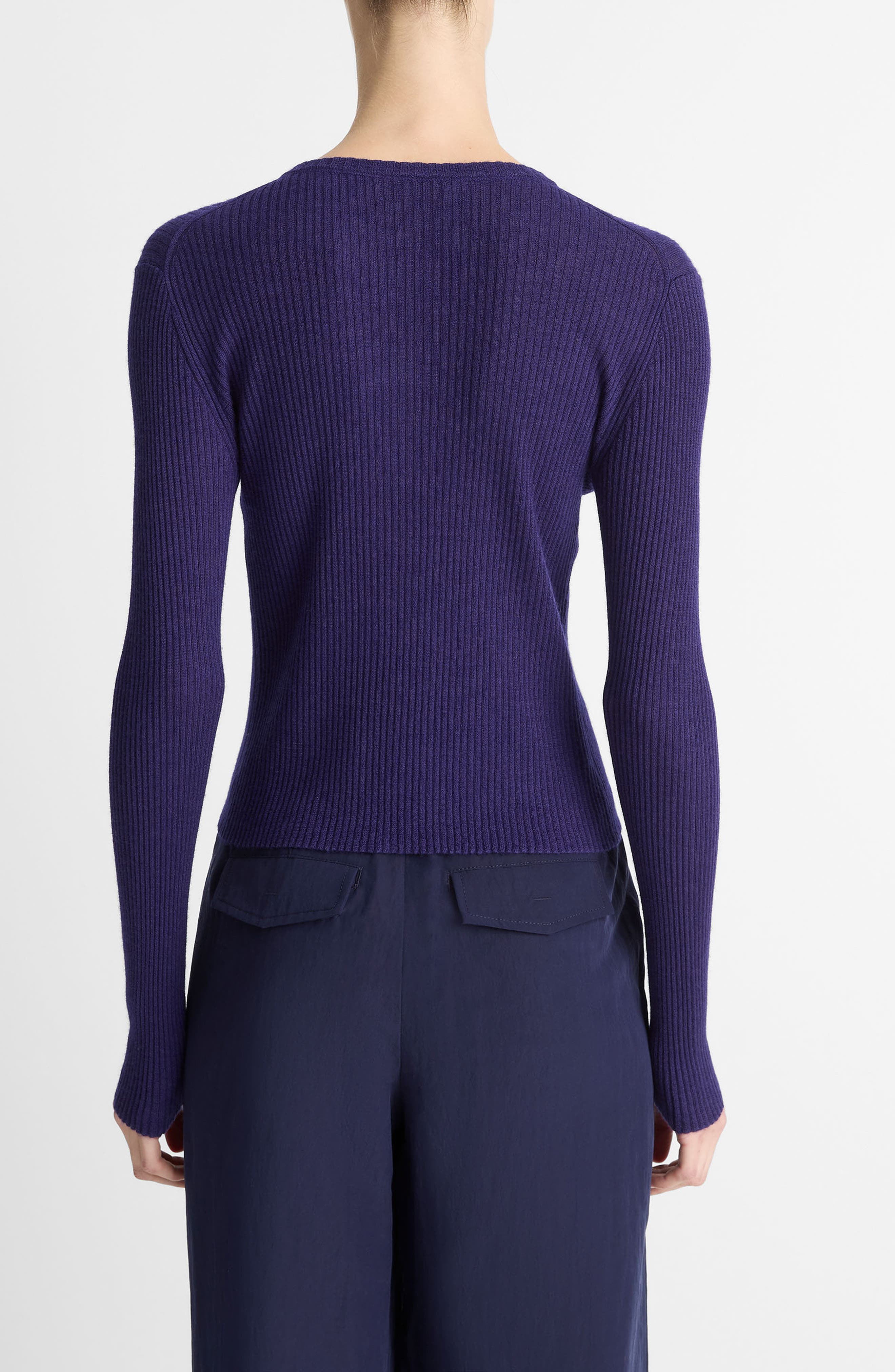 Vince Cashmere & Silk Fitted Rib Henley in Deep Iris at Nordstrom - 2