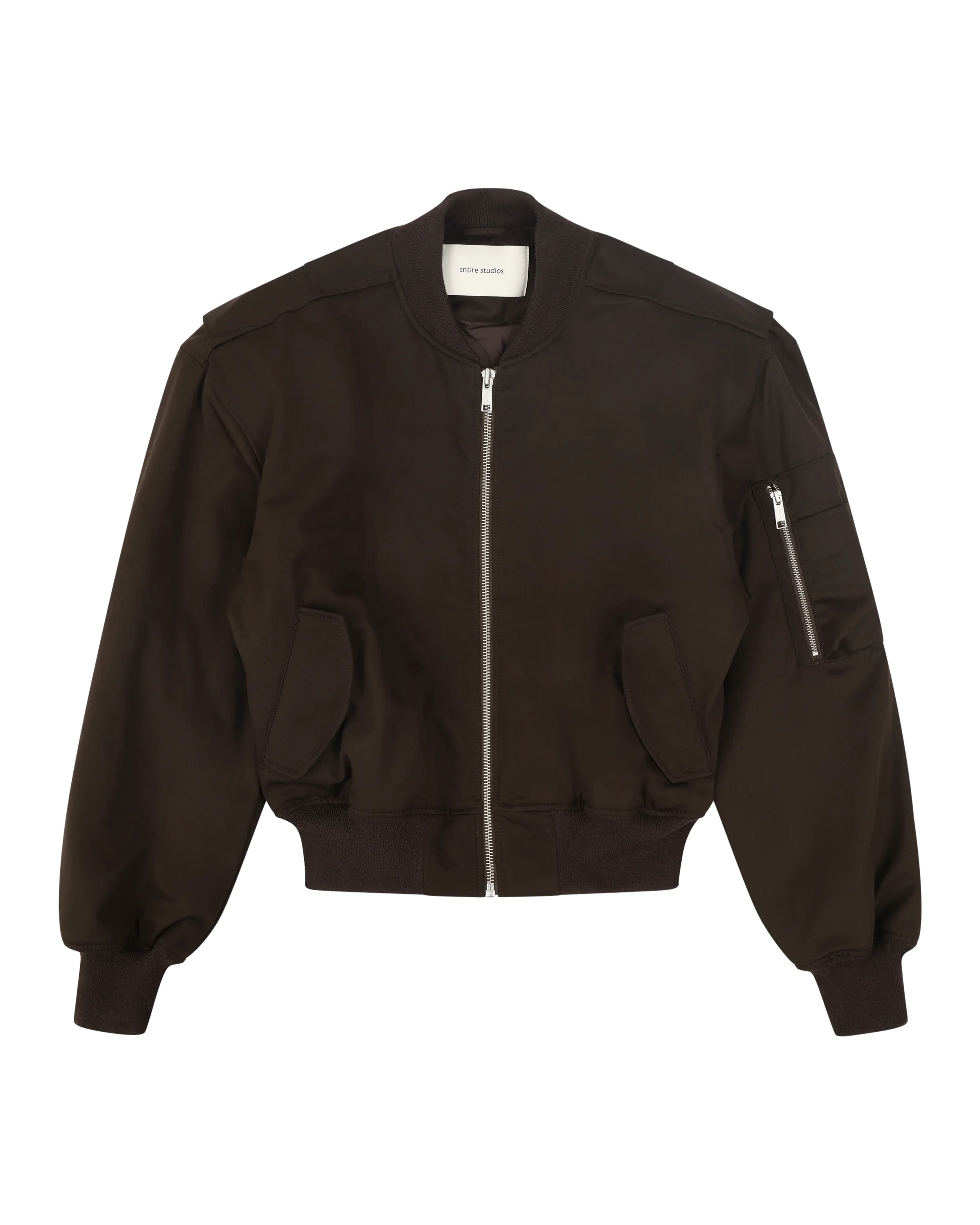 CROPPED BROAD BOMBER SUITING DARK BROWN - 1