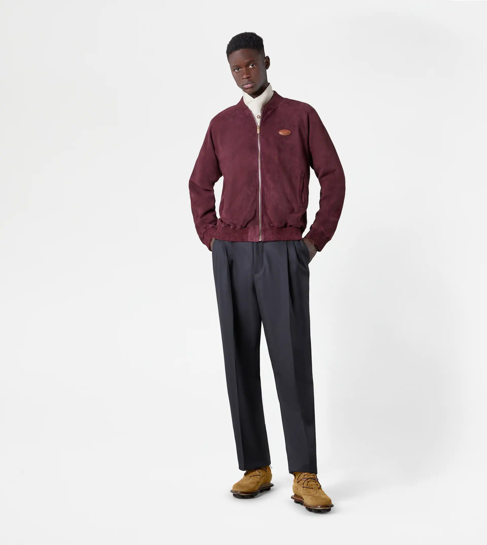 TRACKSUIT JACKET IN SUEDE - BURGUNDY - 9