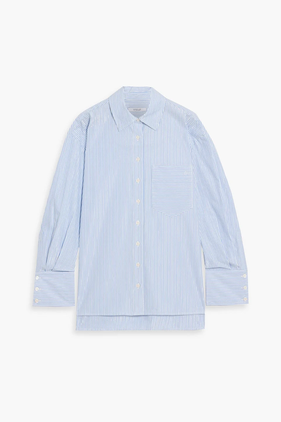 Estrella metallic striped cotton-blend poplin shirt - 1