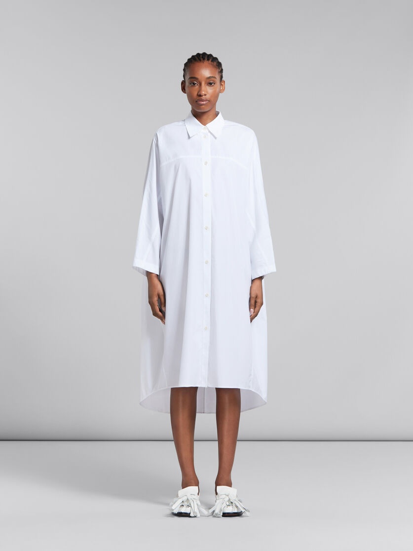 WHITE BIO POPLIN OVERSIZED SHIRT DRESS - 2