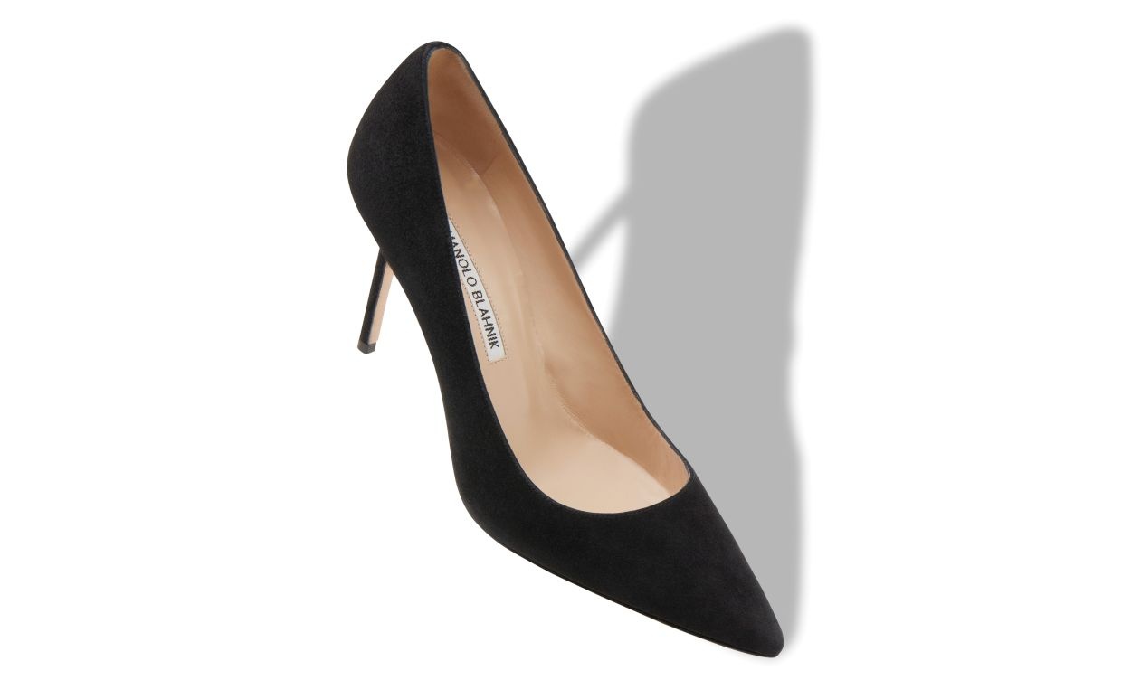 Black Suede Pointed Toe Pumps - 2