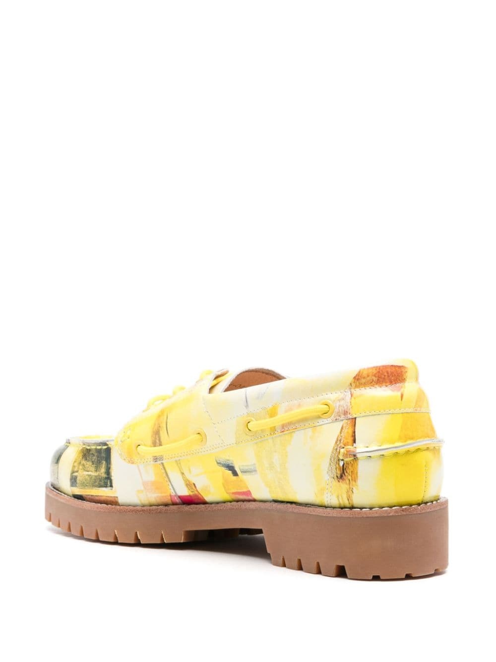 graphic-print leather boat shoes - 3