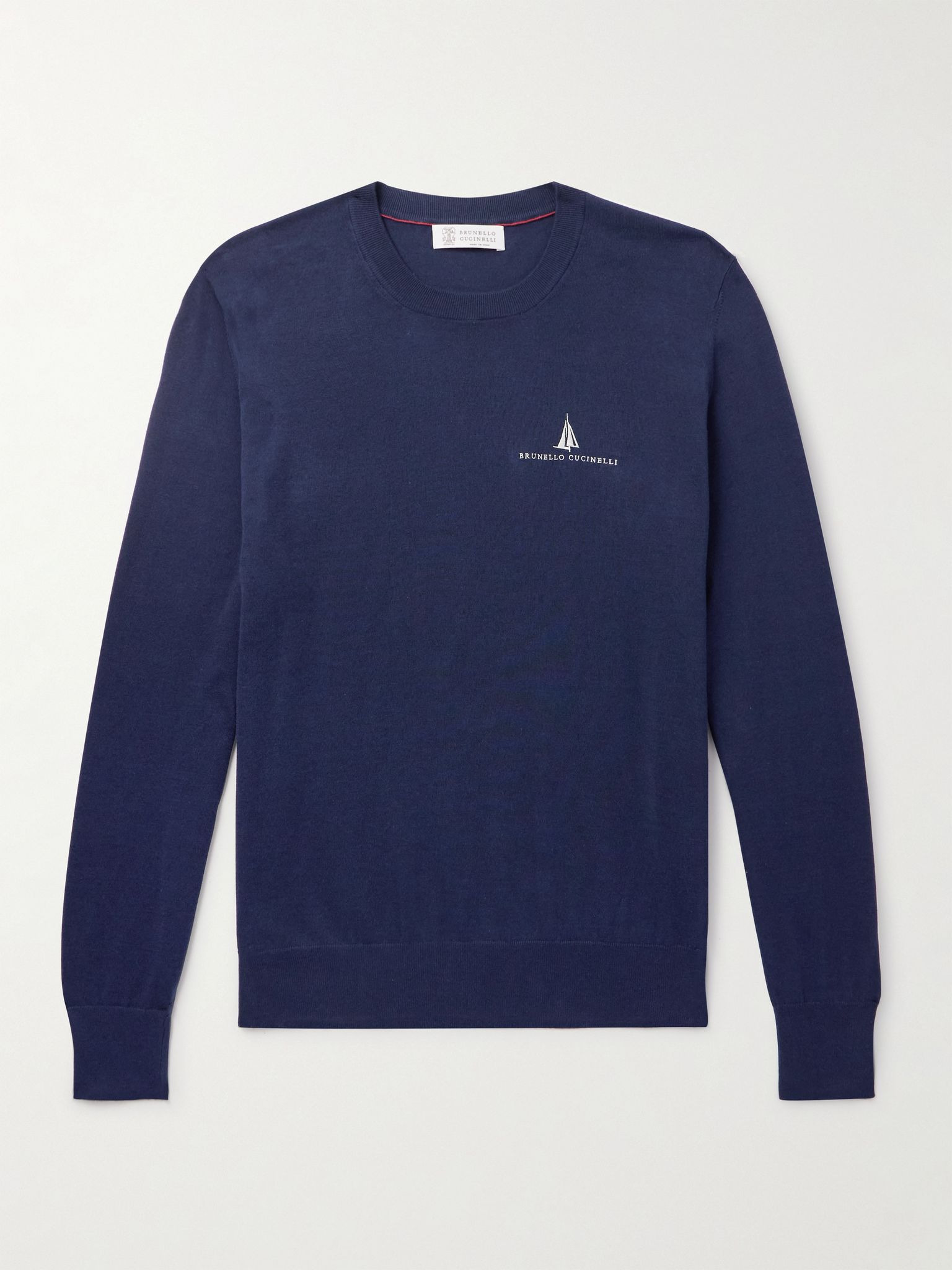 Logo-Embroidered Cotton T-Shirt Navy - 1