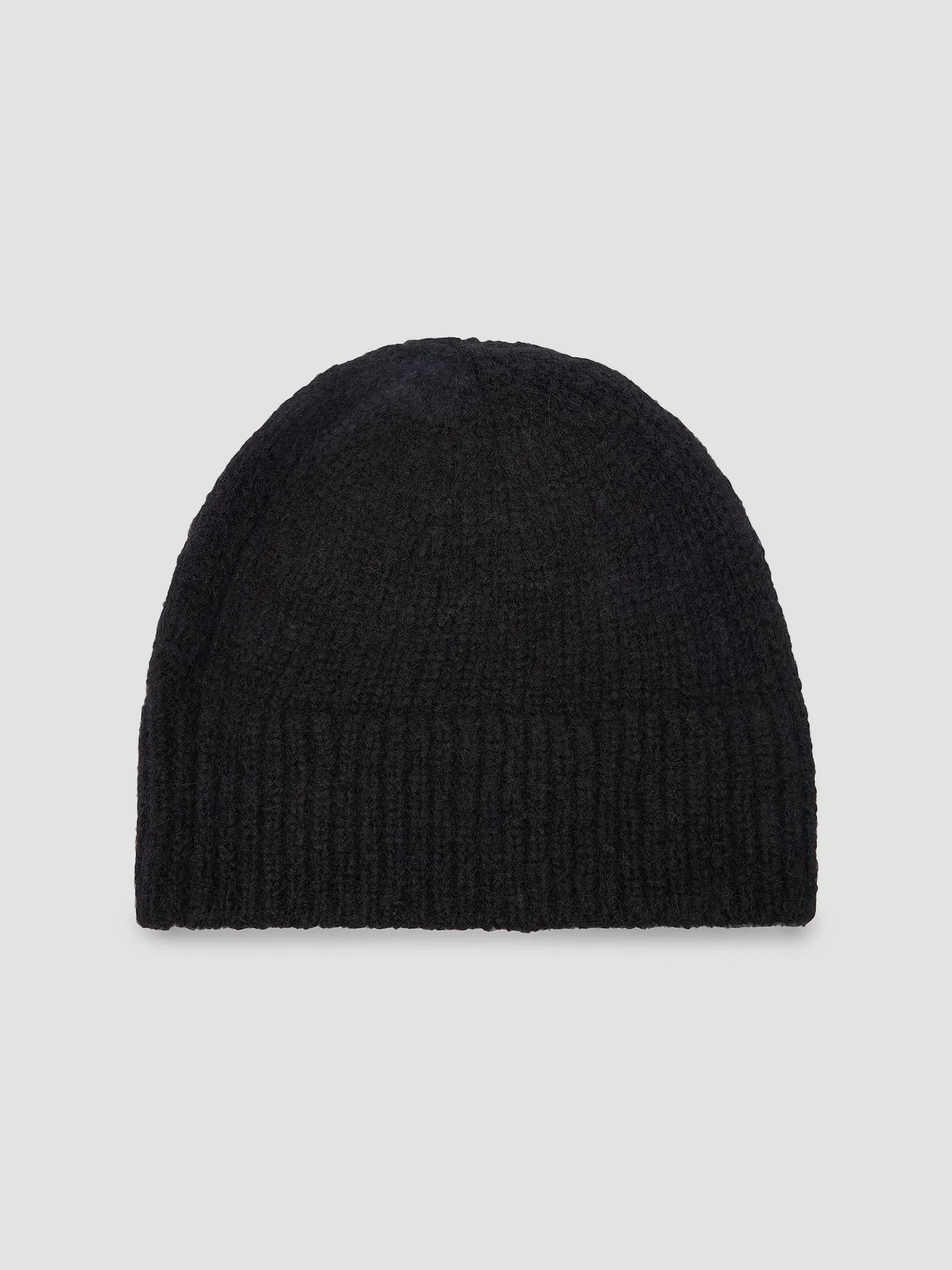 Men's Moss Alpaca Wool-Blend Beanie - Black - 1