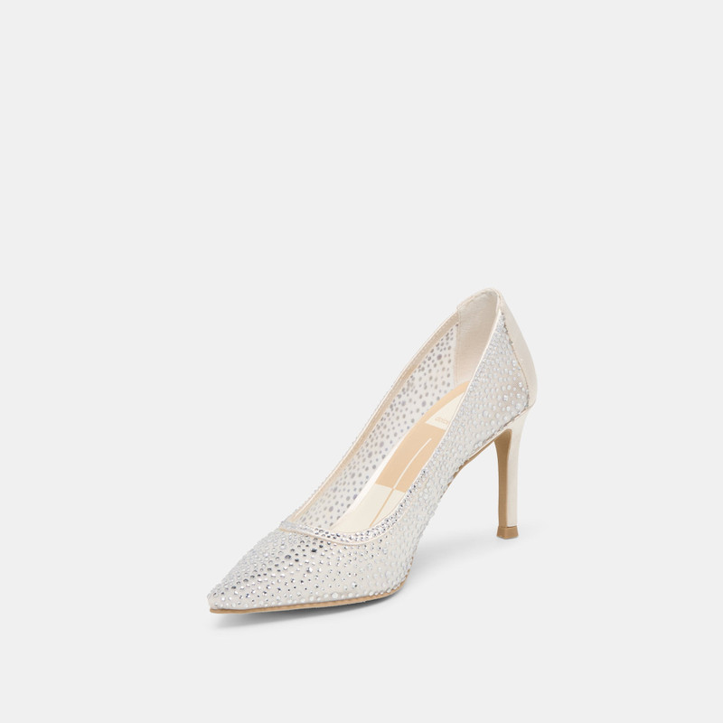 KASHE CRYSTAL HEELS WHITE MESH 4