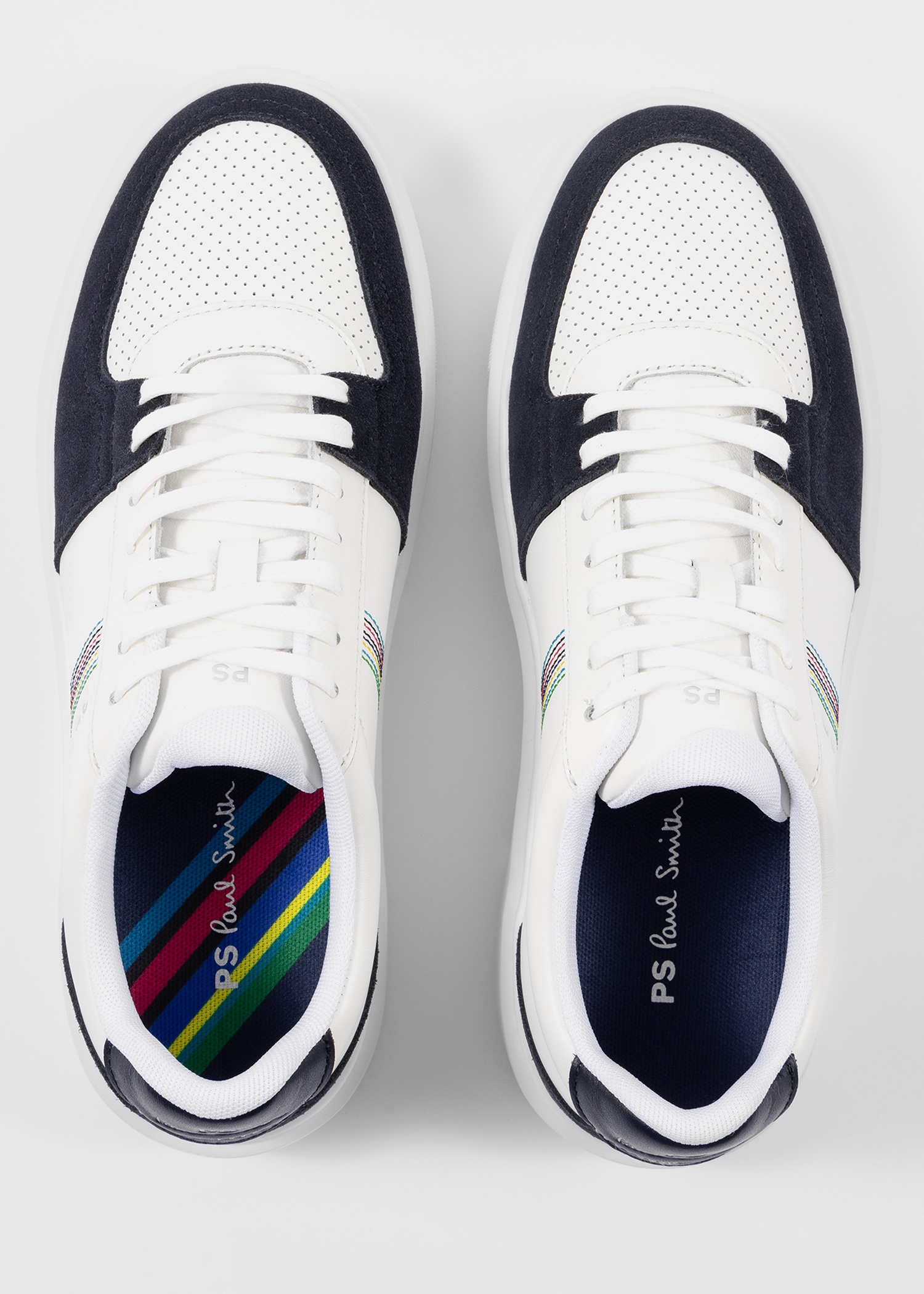 White And Navy 'Tyne' Trainers - 4