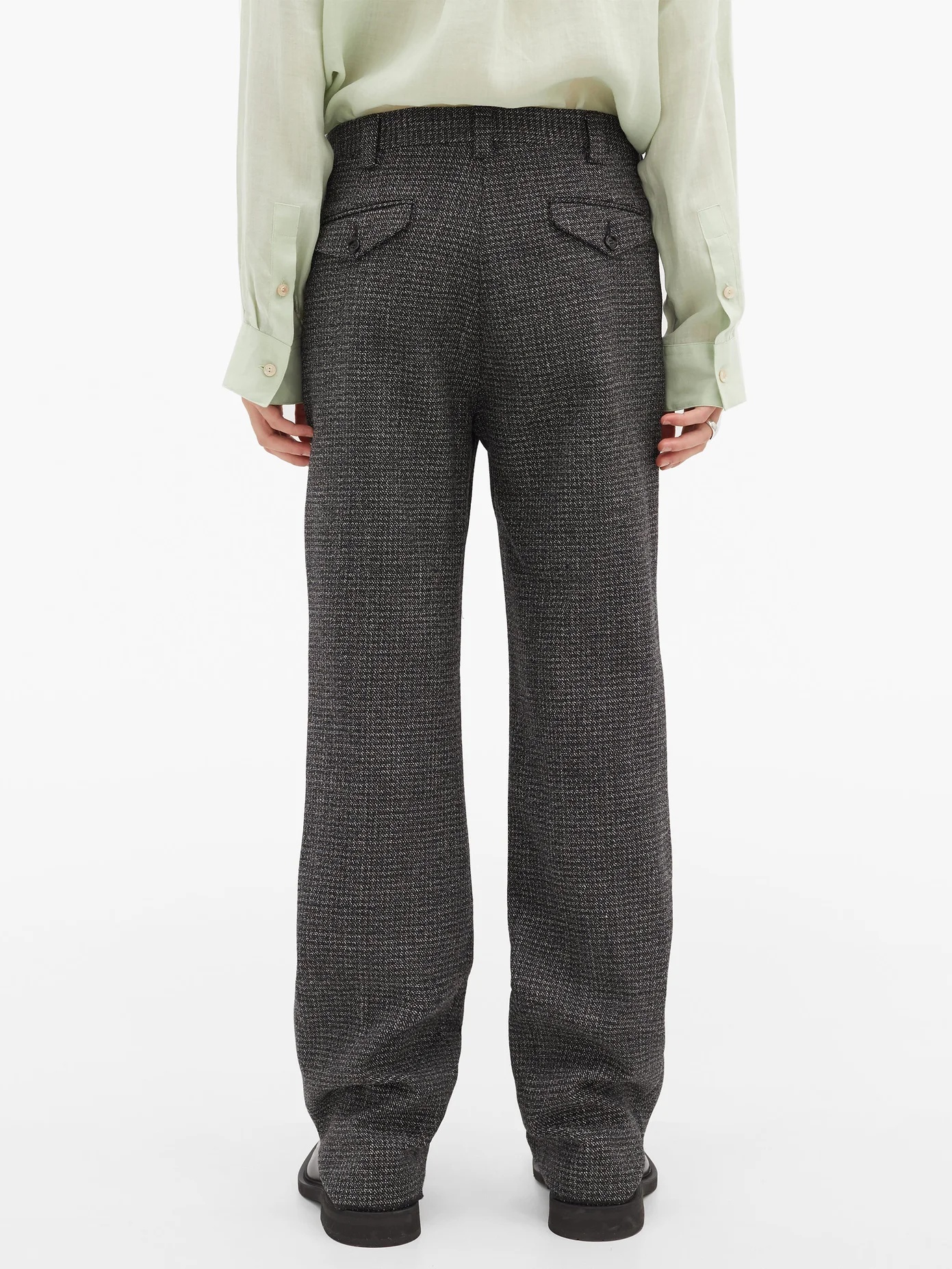 High-rise wool-tweed wide-leg trousers - 5