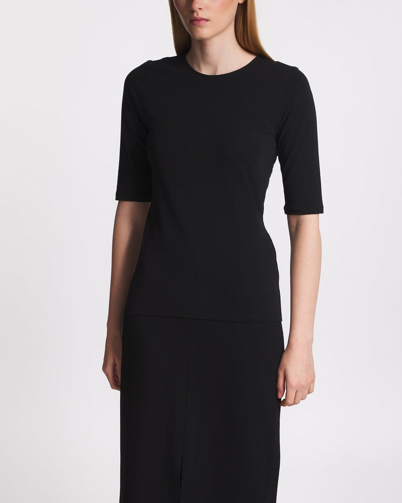 FILIPPA K T-Shirt Cotton Stretch Elbow Sleeve Black outlook