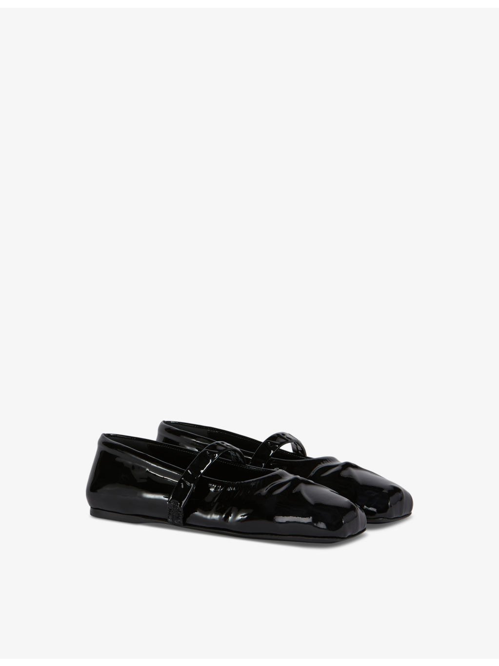 Bow-embellished square-toe patent-leather ballet flats - 2