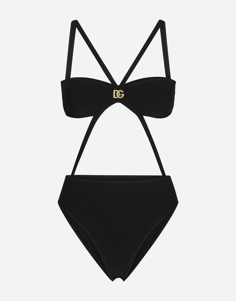 One-piece swimsuit with DG logo and laces 1