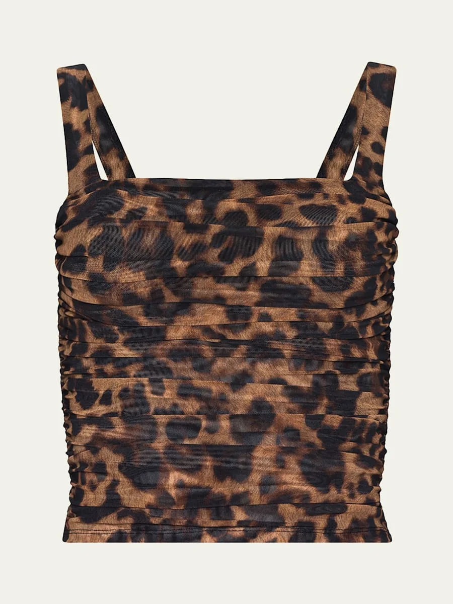 Leopard Rasha Shirred Tank Top - 1