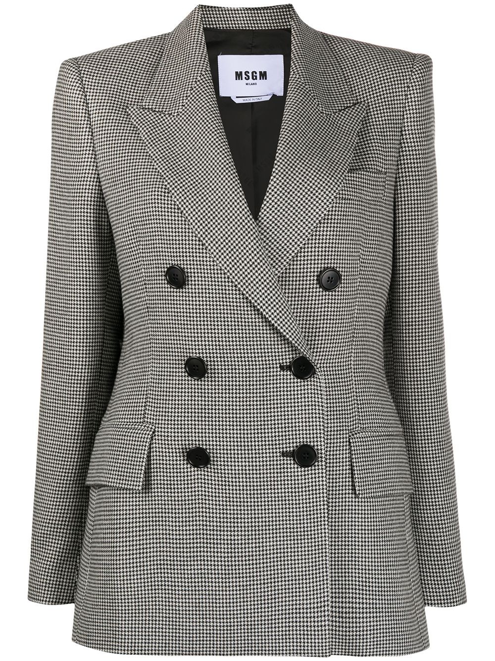 double-breasted houndstooth blazer - 1