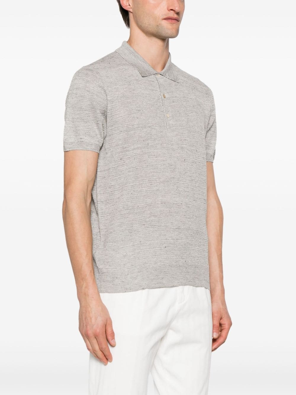speckle-knit polo shirt - 3