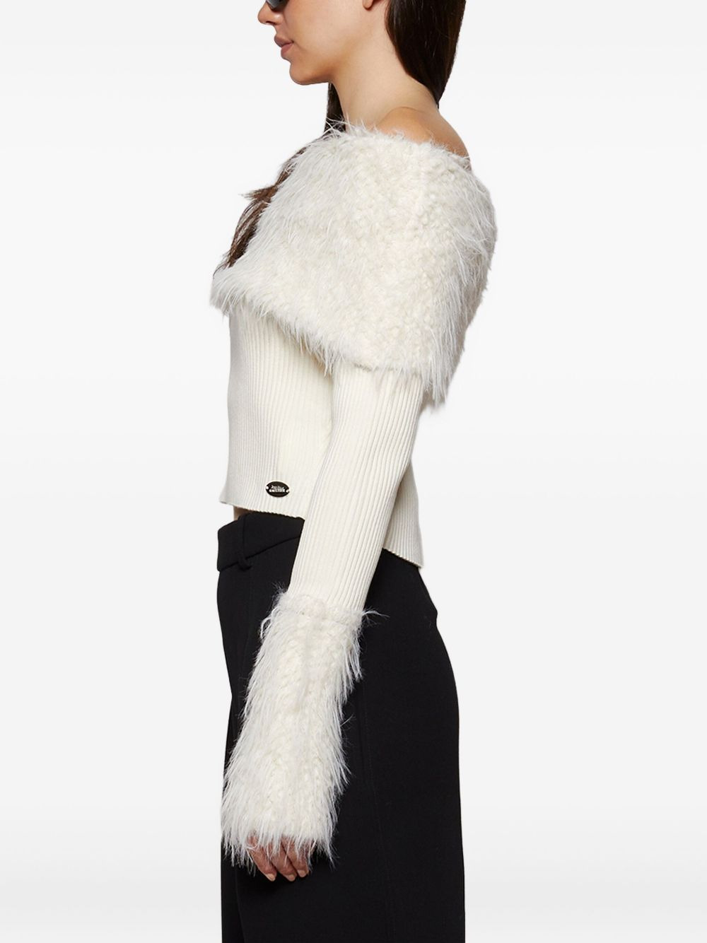 ribbed hairy-detail sweater - 4