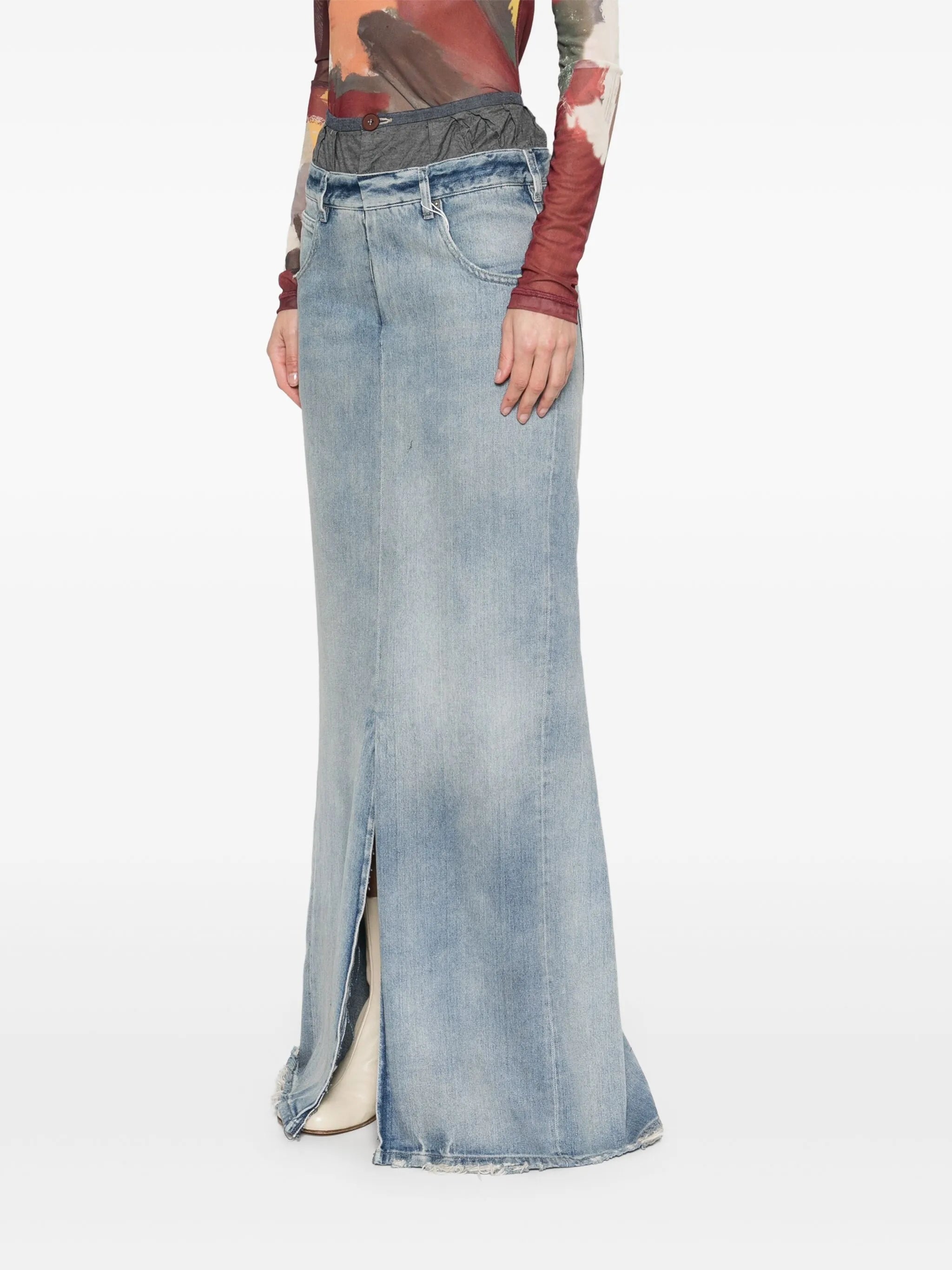 Denim Maxi Skirt - 5