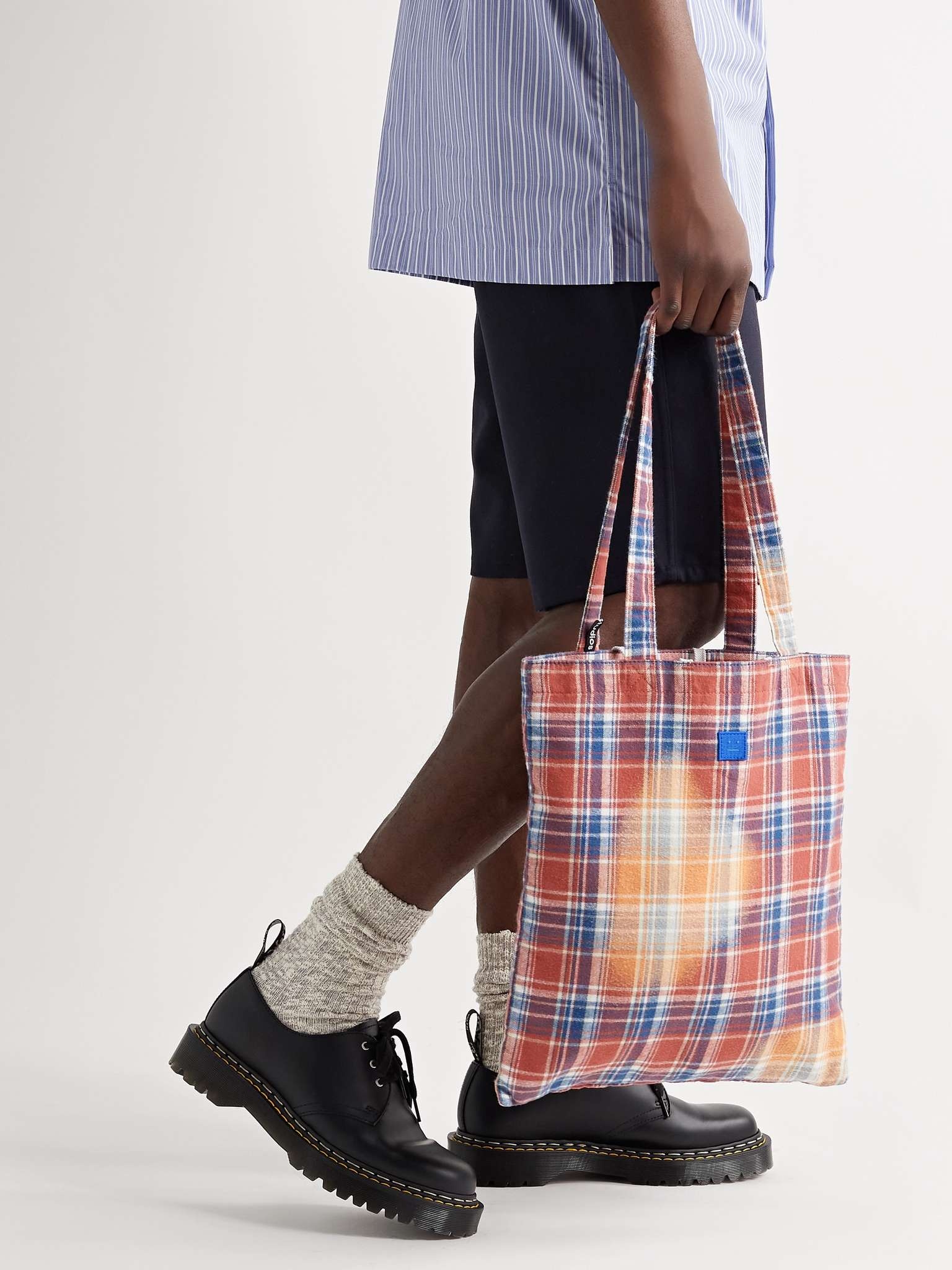 Printed Checked Cotton-Flannel Tote Bag - 2