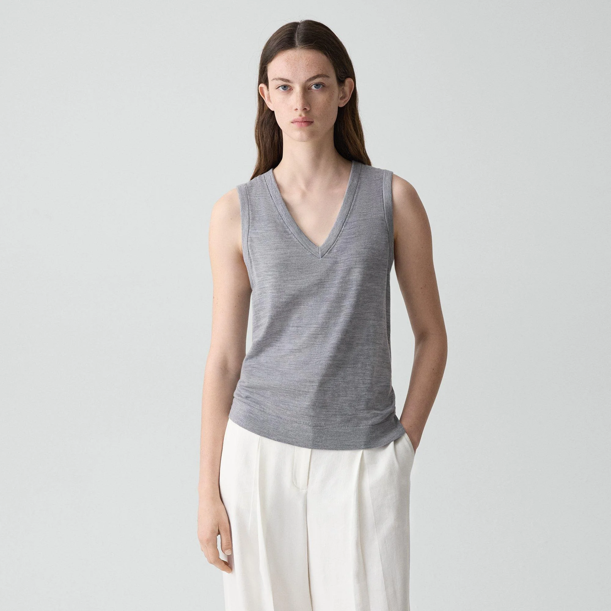 V-Neck Tank Top in Regal Wool - 1