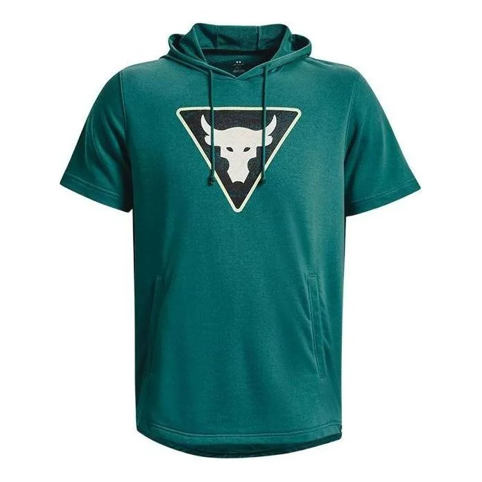 Under Armour Project Rock Terry Short Sleeve Hoodie 'Teal' 1378019-722 - 1
